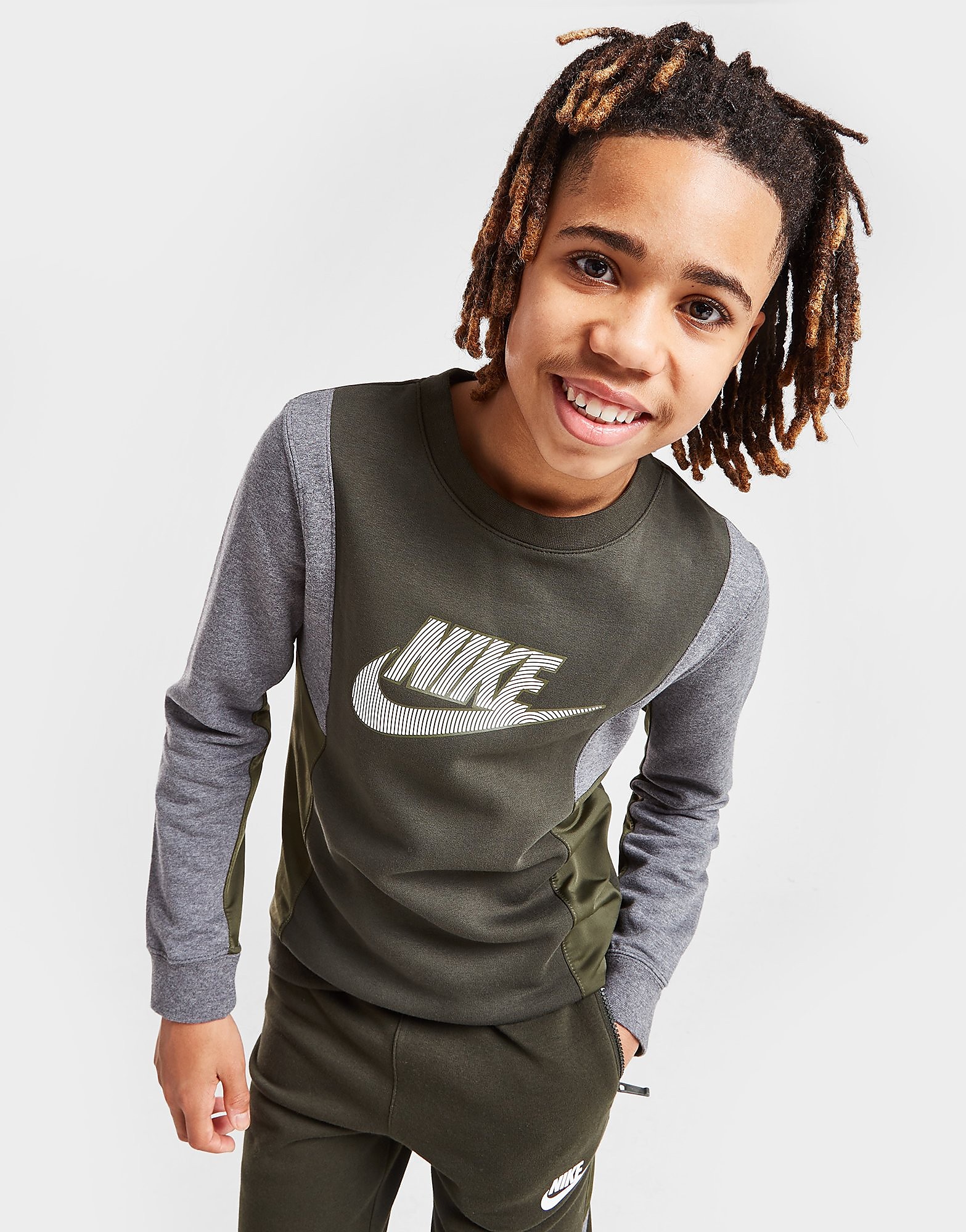 

Nike Hybrid Fleece Crew Neck Sweatshirt Junior - Only at JD - Green - Kids, Green