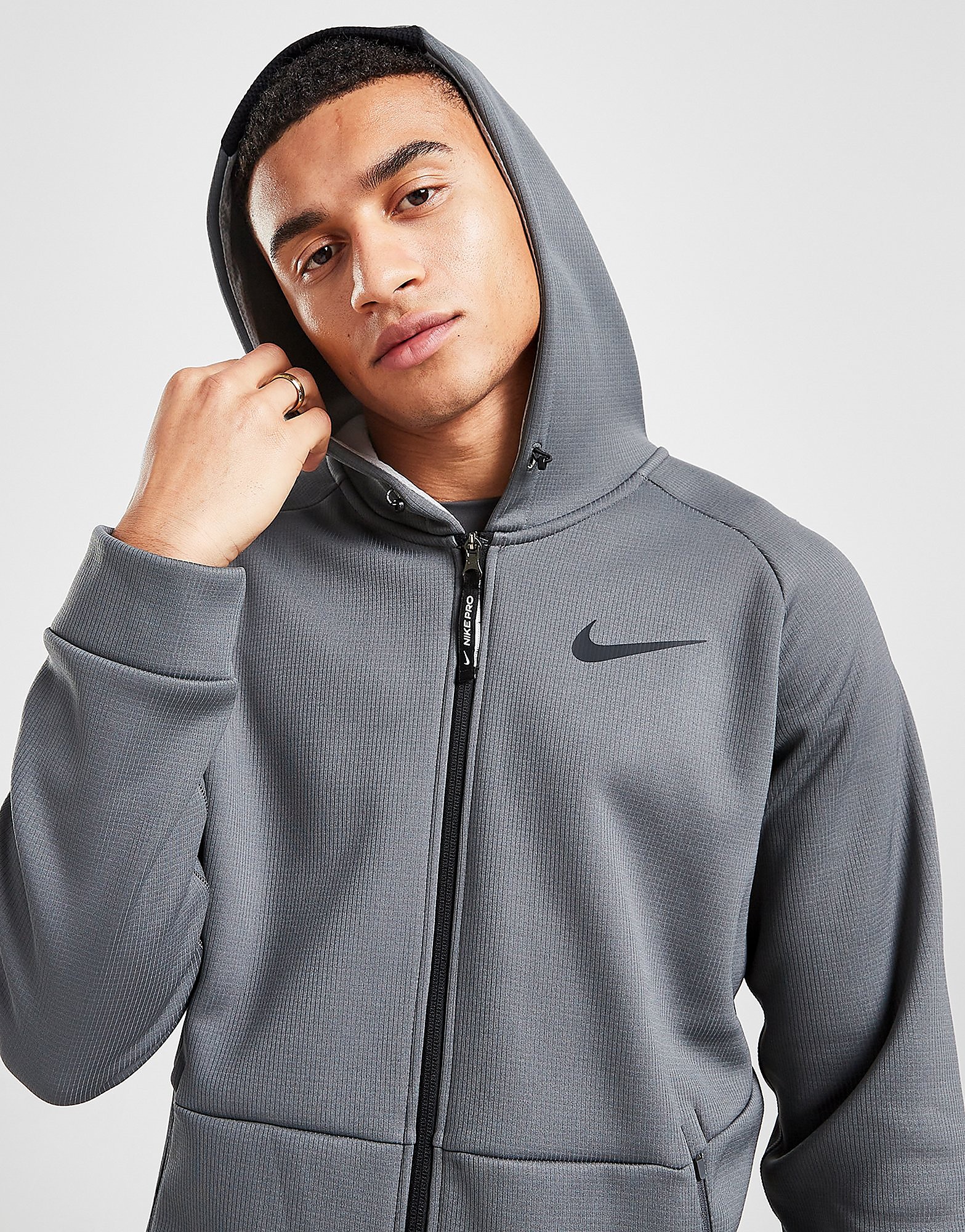 Nike Pro Sphere Full Zip Hoodie - Iron Grey/Light Smoke Grey/Black - Mens, Iron Grey/Light Smoke Grey/Black