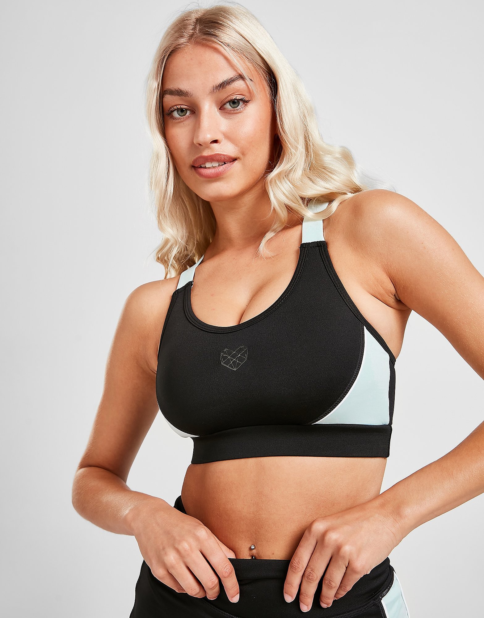 

Pink Soda Sport Colour Block Bra - Only at JD - Black - Womens, Black