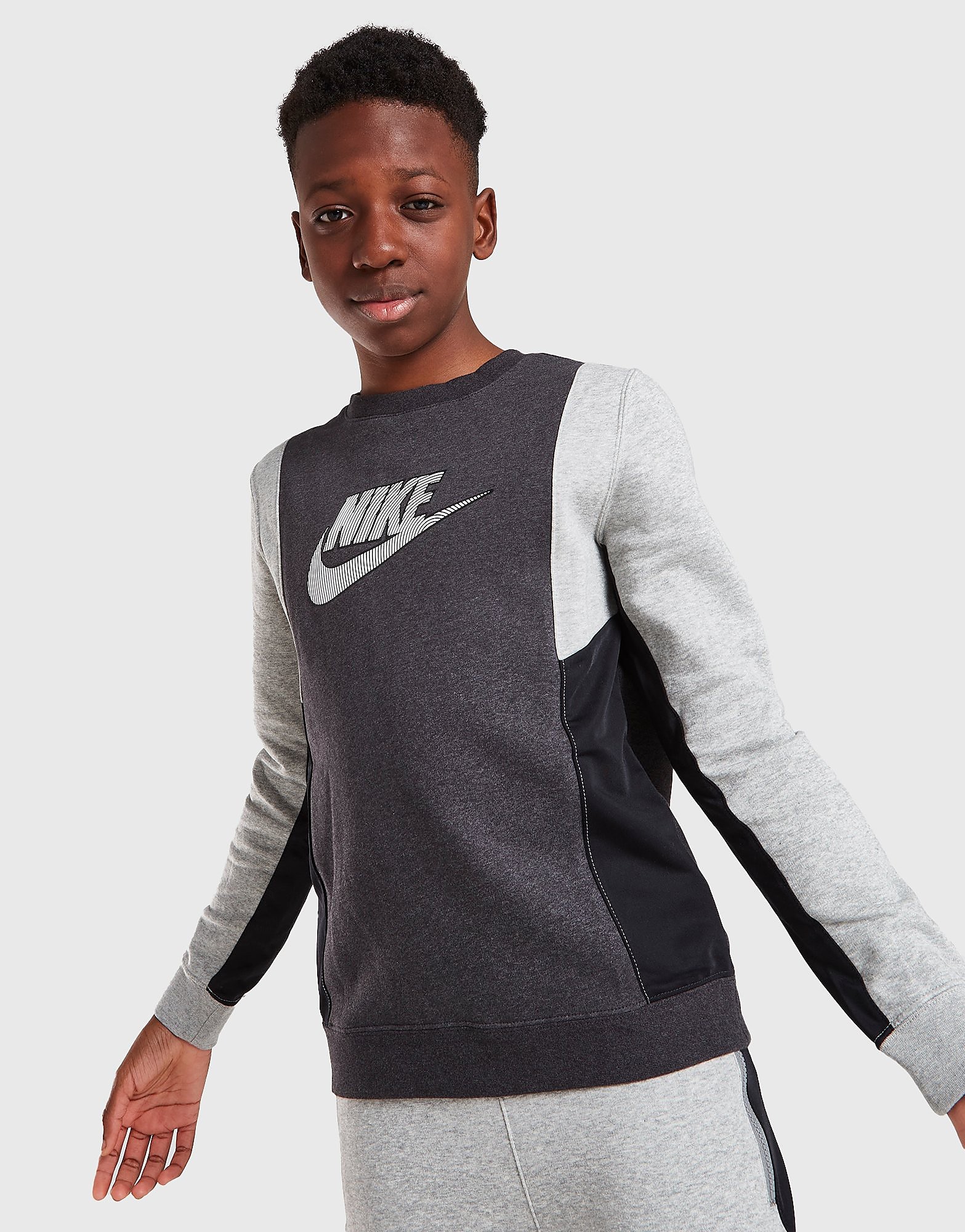 

Nike Hybrid Fleece Crew Neck Sweatshirt Junior - Grey - Kids, Grey