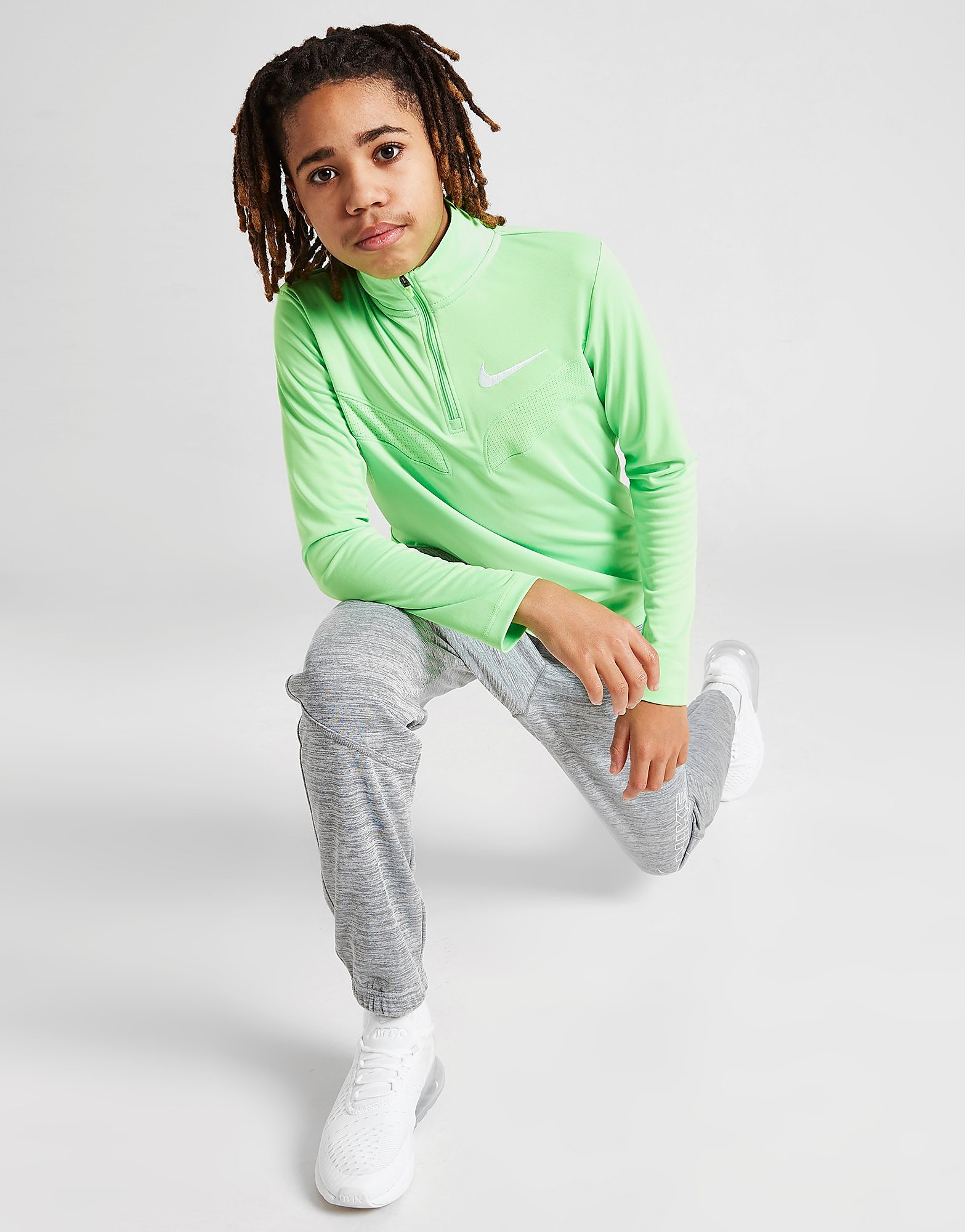 Nike Sport Poly 1/4 Zip Top - Green Strike/Green Strike/White - Kids, Green Strike/Green Strike/White