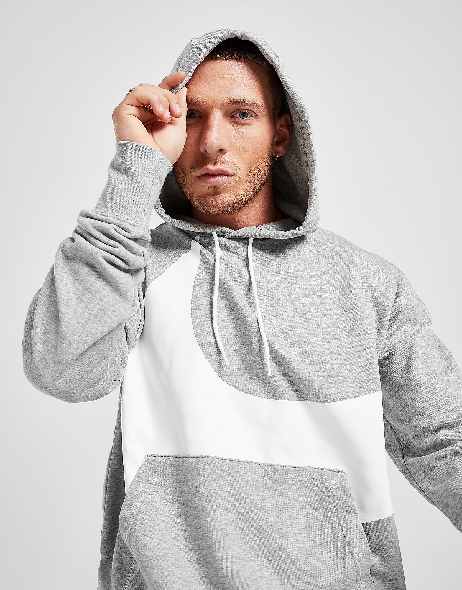 

Nike Swoosh Hoodie - Dark Grey/White - Mens, Dark Grey/White