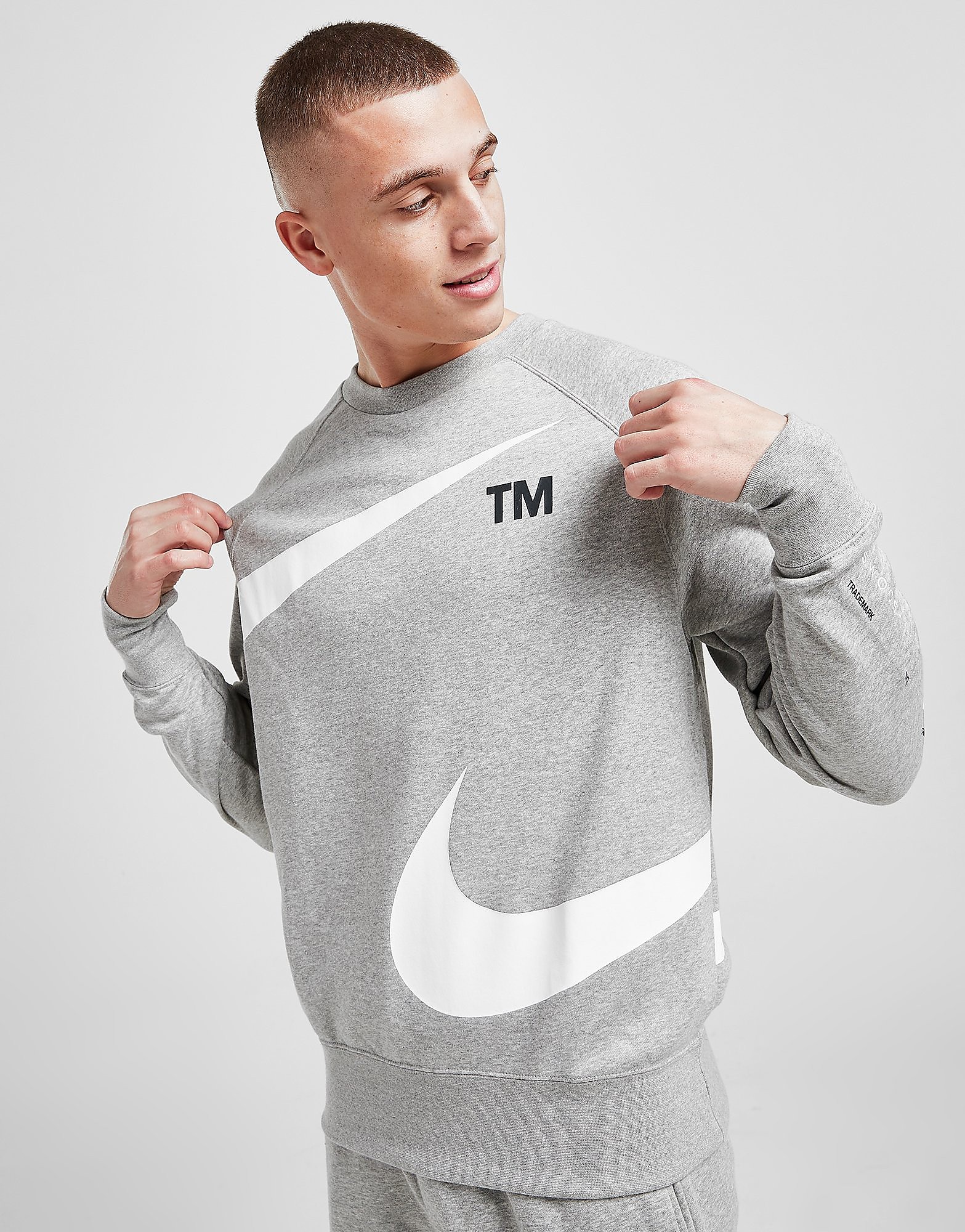 

Nike Swoosh Crew Sweatshirt - Dark Grey/White - Mens, Dark Grey/White
