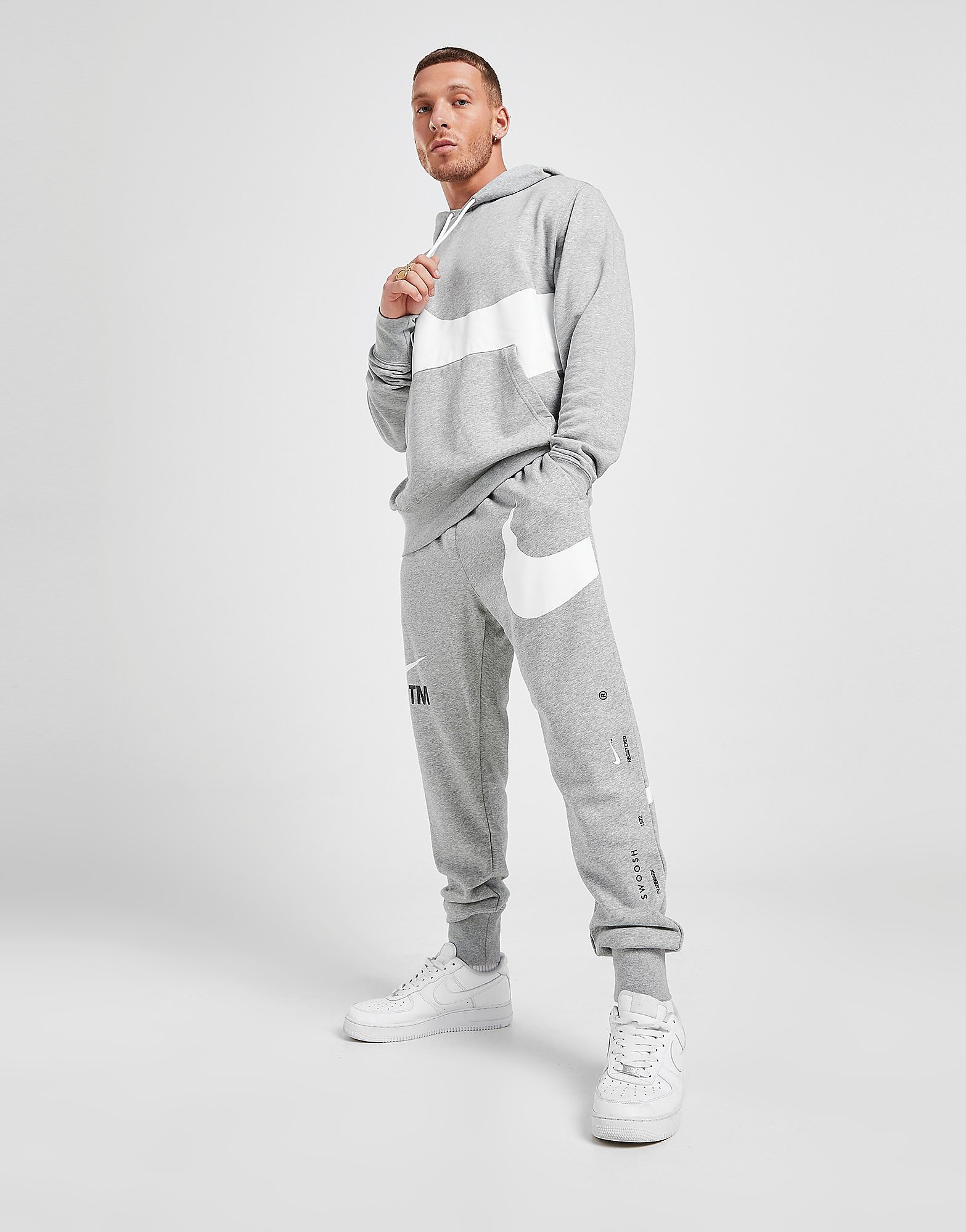 

Nike Double Swoosh Joggers - Dark Grey/White - Mens, Dark Grey/White