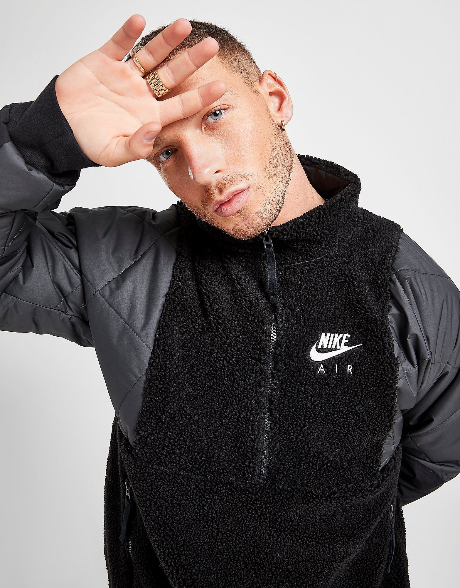 Nike Air Winterised 1/2 Zip Fleece - Black/Anthracite/White - Mens, Black/Anthracite/White