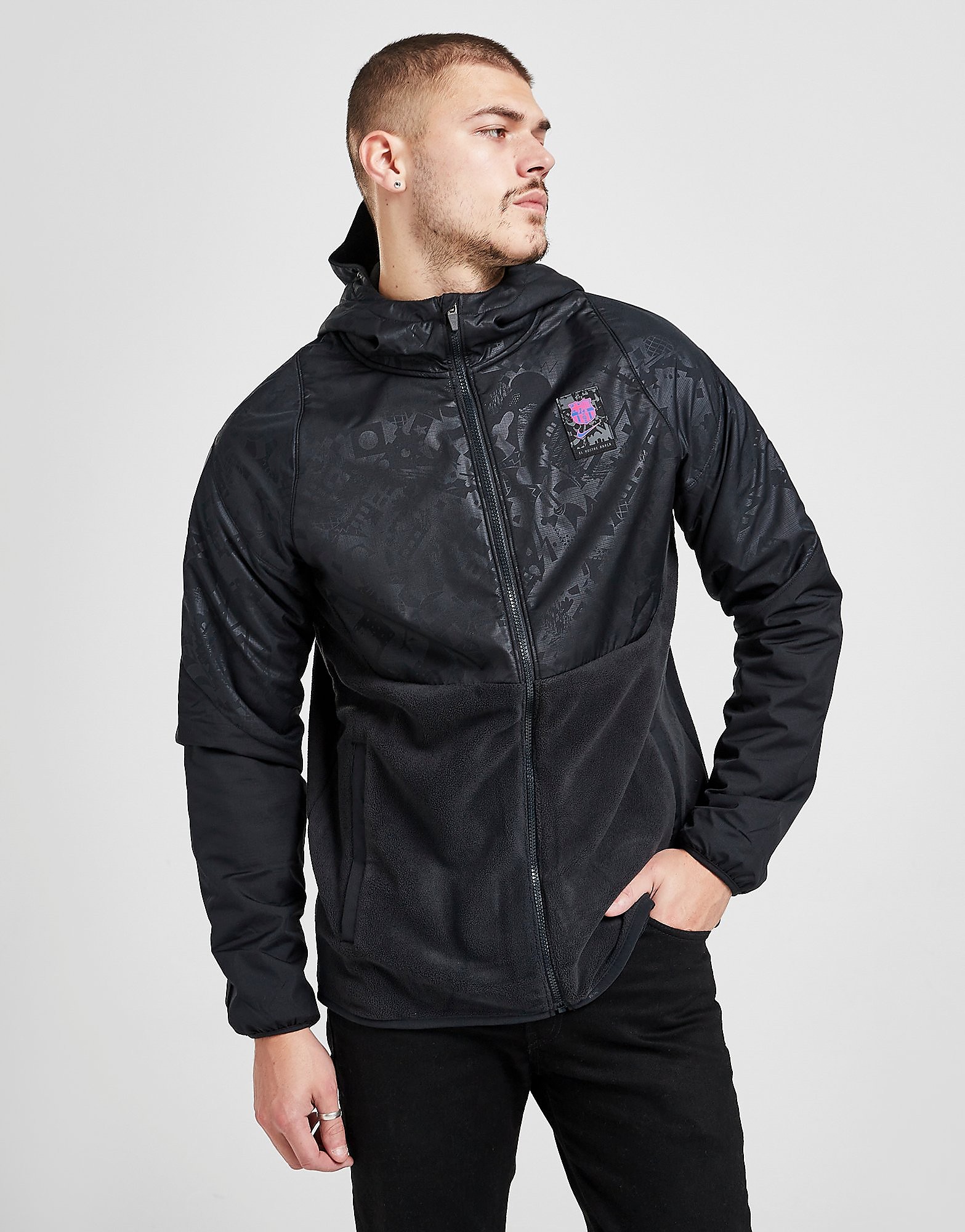 

Nike FC Barcelona All Weather Fan Woven Jacket - Black - Mens, Black