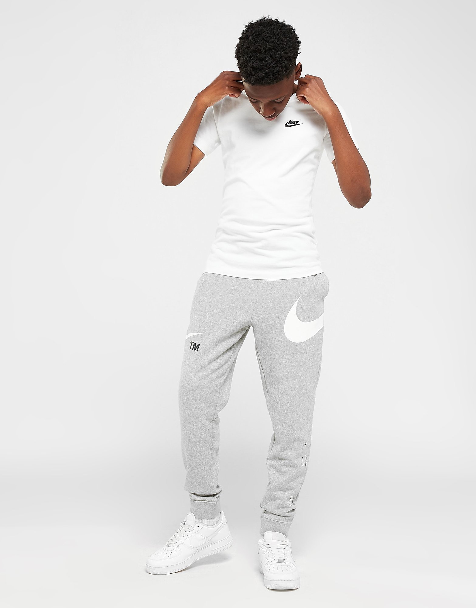 

Nike Swoosh Fleece Joggers Junior - Dark Grey/White - Kids, Dark Grey/White