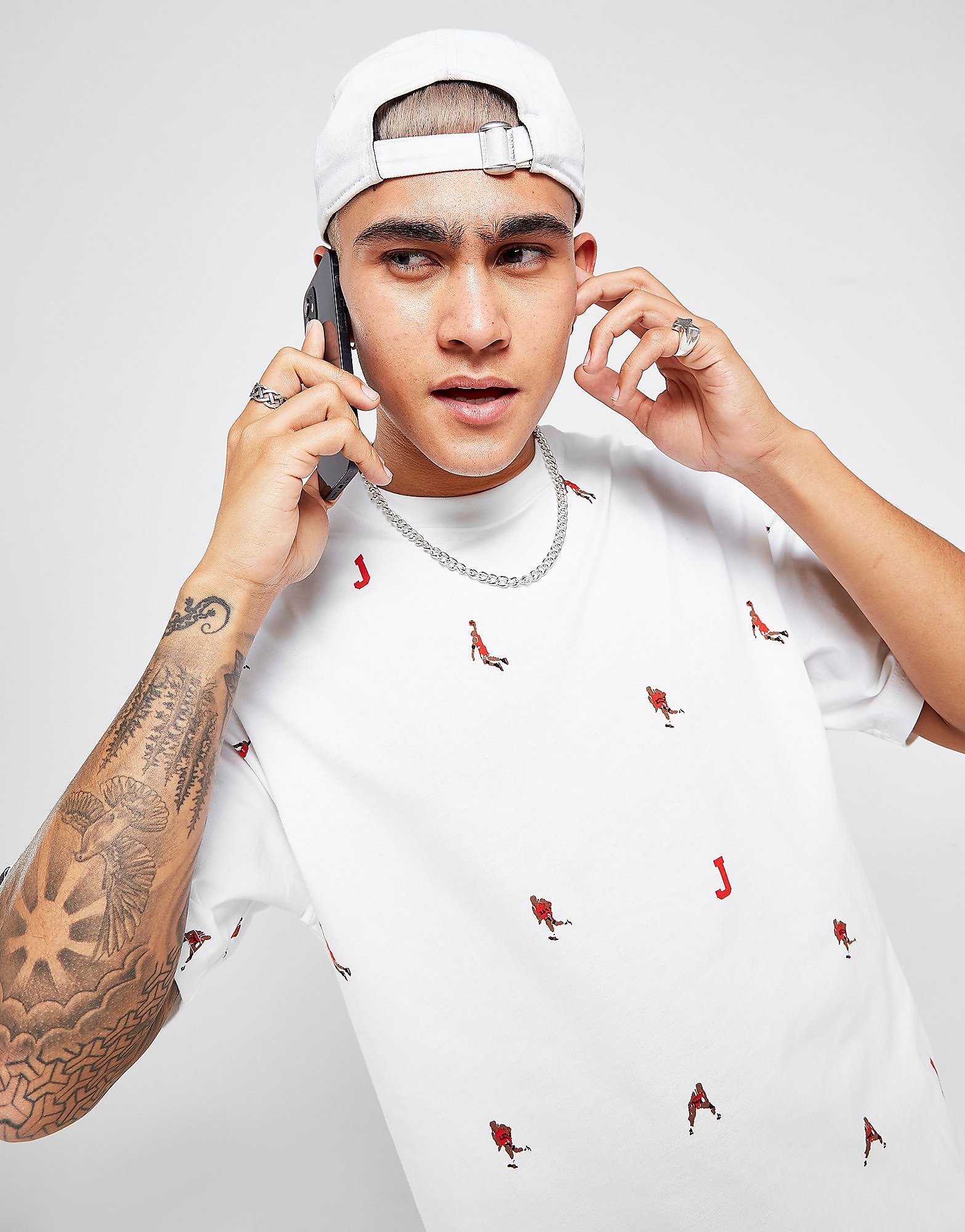 

Jordan Statement Holiday All Over Print T-Shirt - White - Mens, White