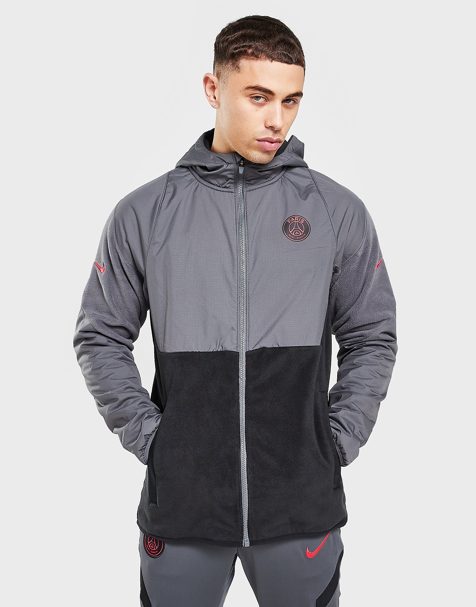 Nike Paris Saint Germain All-Weather Hooded Jacket - Grey - Mens, Grey