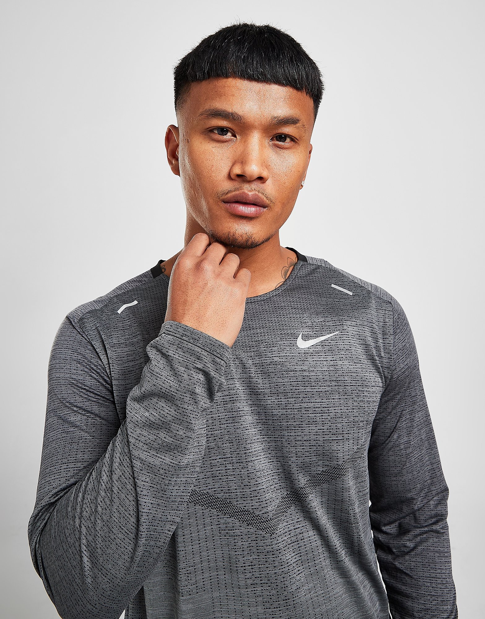 

Nike Techknit Ultra Long Sleeve Running Top - Black/Iron Grey/Heather - Mens, Black/Iron Grey/Heather