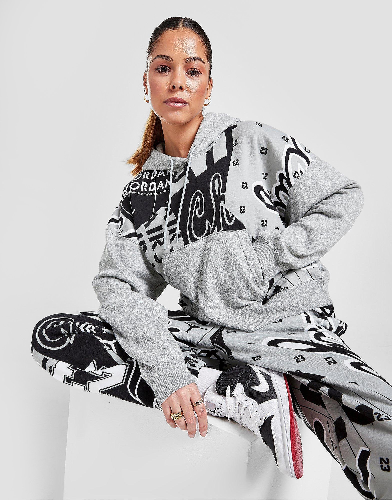 

Jordan Fleece All Over Print Hoodie - Grey - Womens, Grey