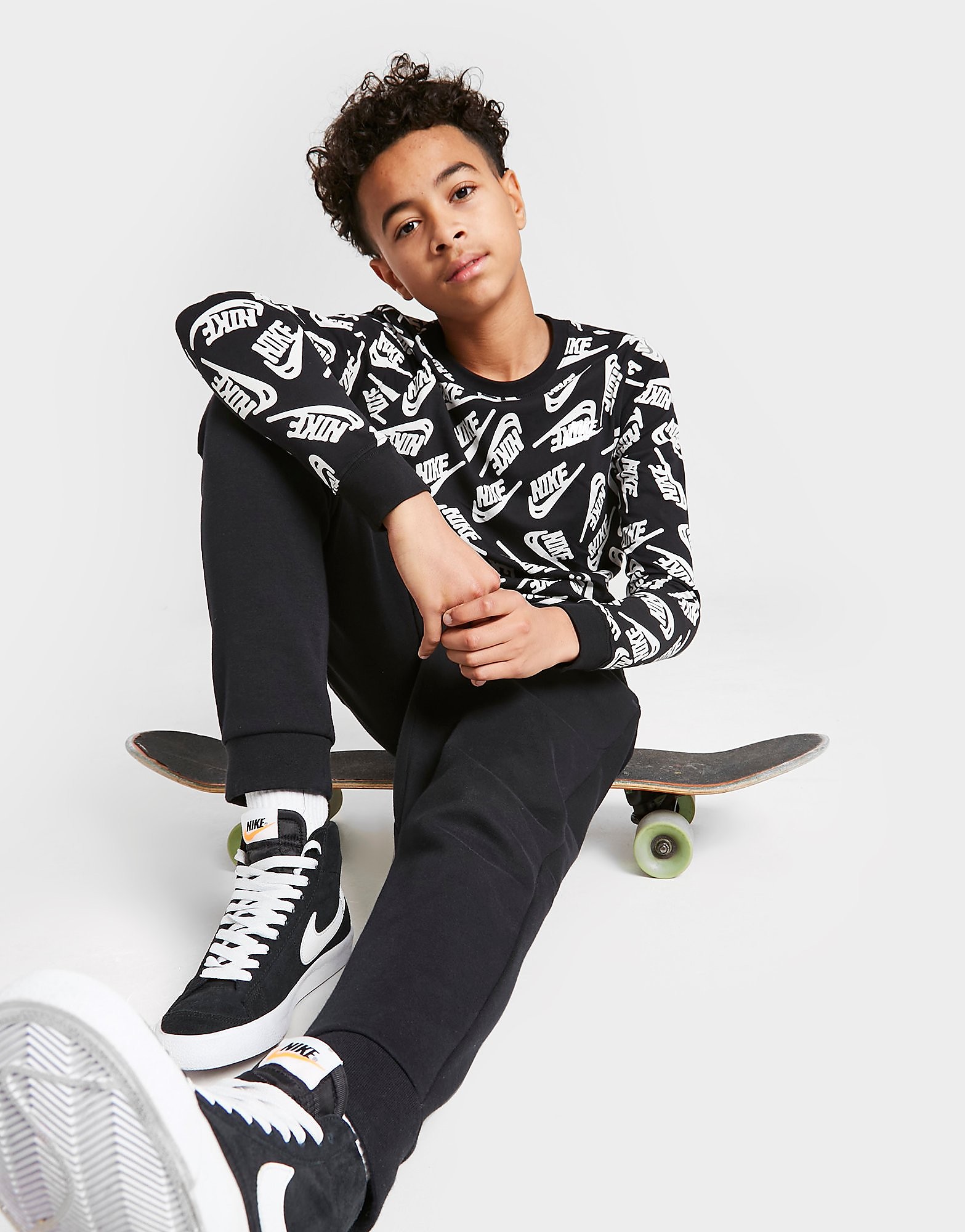 

Nike All Over Print Long Sleeve T-Shirt Junior - Black - Kids, Black