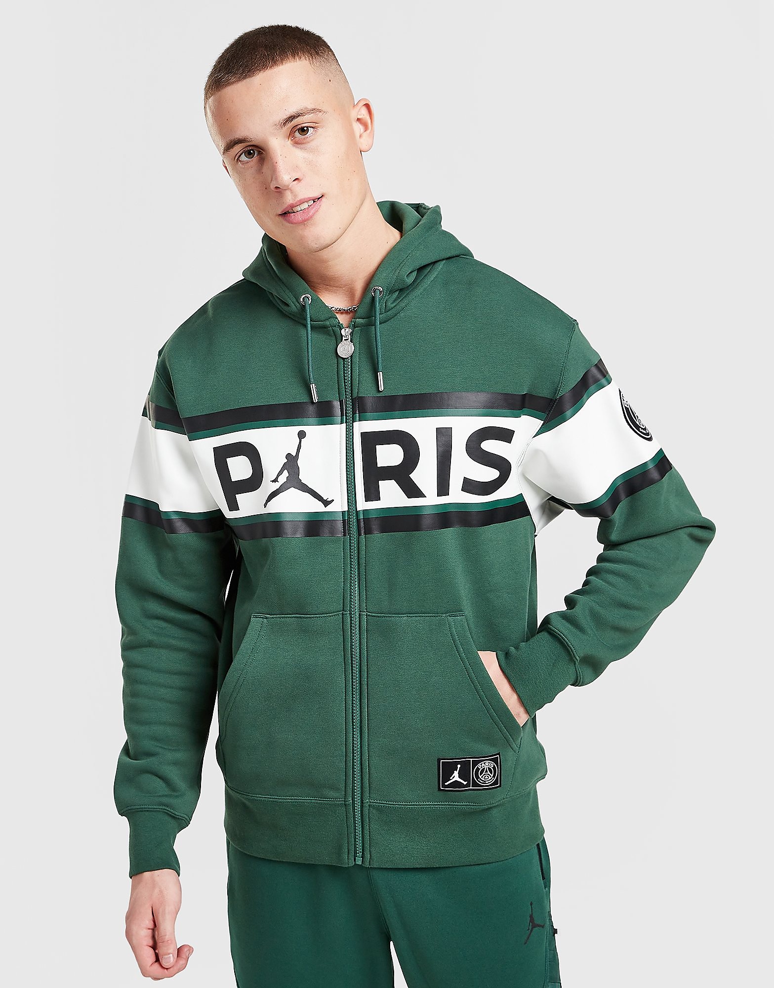 

Jordan x Paris Saint Germain Full Zip Fleece Hoodie - Green - Mens, Green