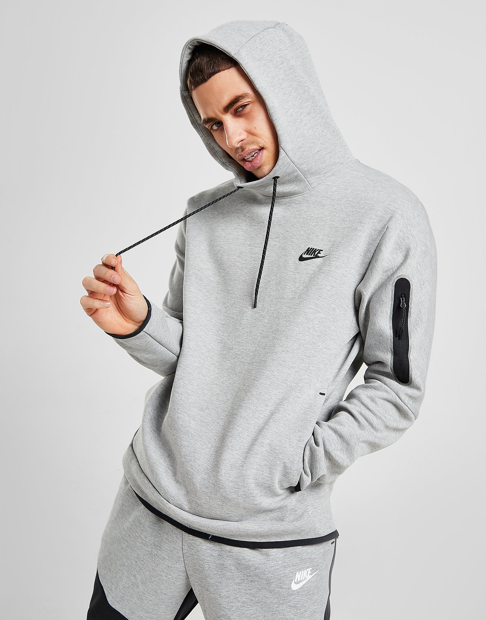 

Nike Tech Fleece Overhead Hoodie - Dark Grey/Black - Mens, Dark Grey/Black