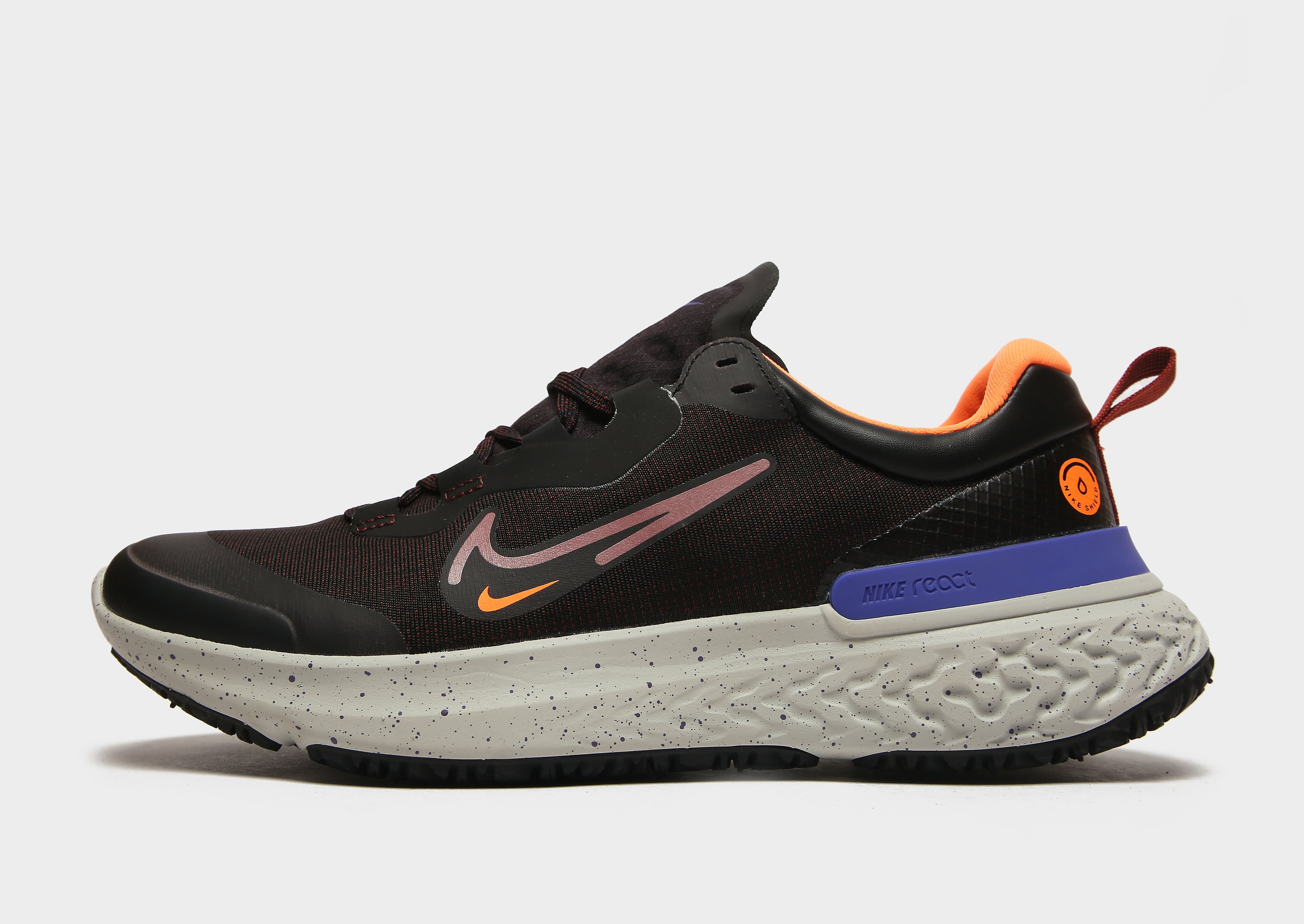 

Nike React Miler 2 Shield - Black/Total Orange/Indigo Burst/Redstone - Mens, Black/Total Orange/Indigo Burst/Redstone