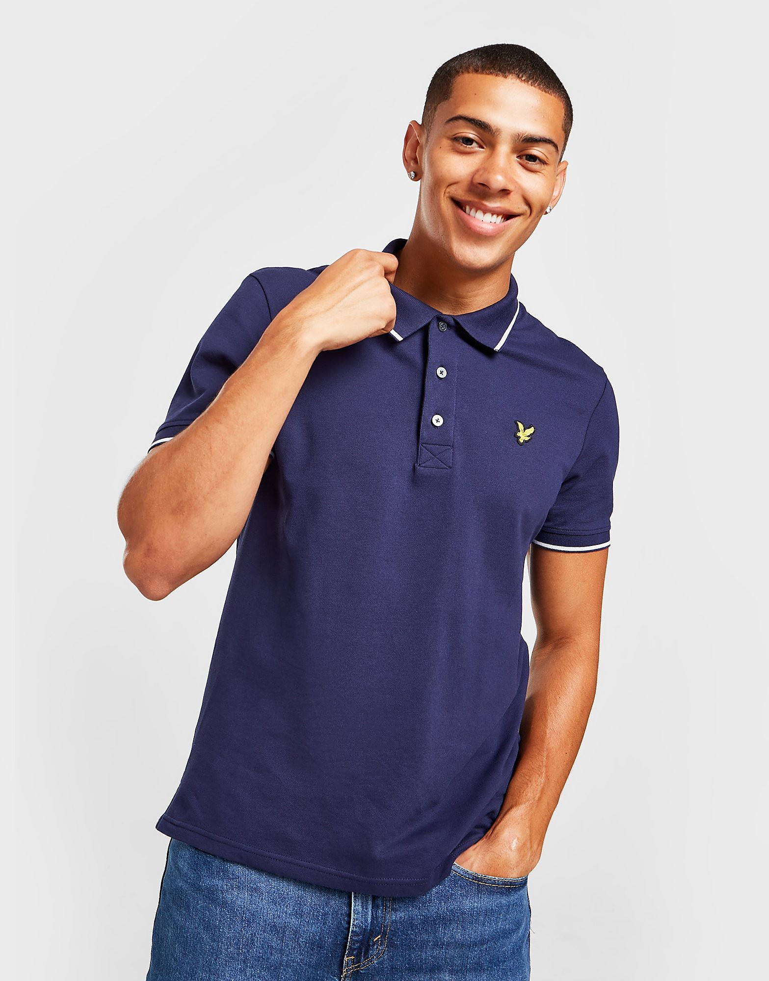Lyle & Scott Tipped Polo Shirt - Blue - Mens, Blue