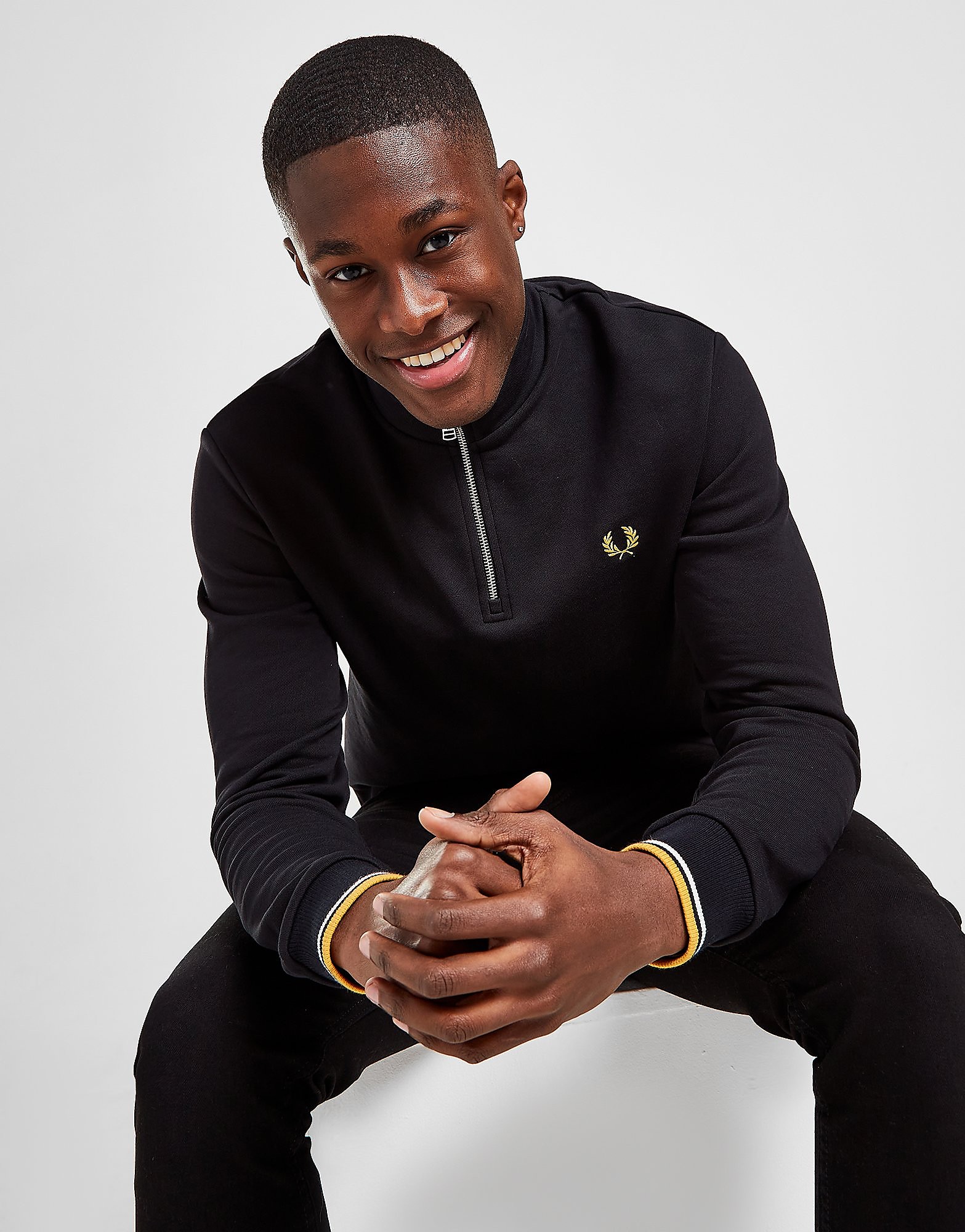 

Fred Perry 1/2 Zip Sweatshirt - Black - Mens, Black