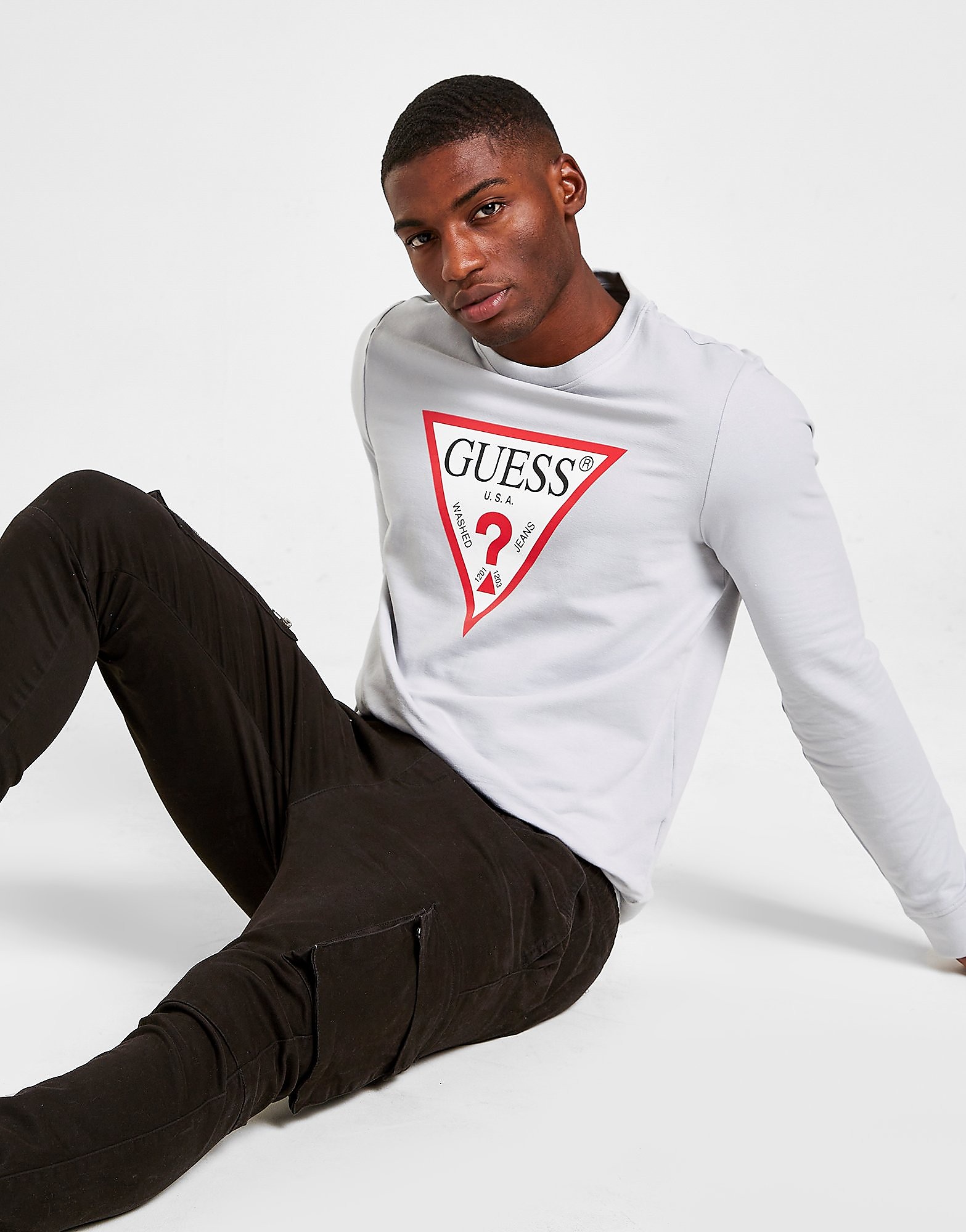 

GUESS Triangle Logo Sweatshirt - Grey - Mens, Grey