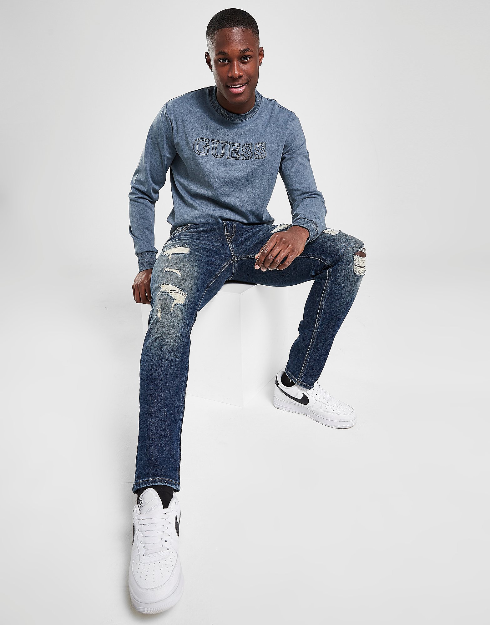 

GUESS Distressed Skinny Jeans - Blue - Mens, Blue
