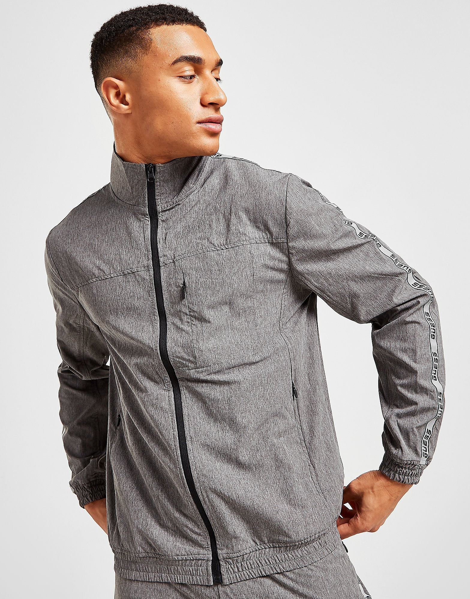 

GUESS Reflective Tape Track Top - Grey - Mens, Grey