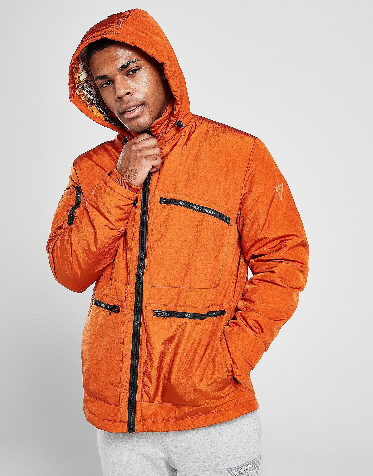 

GUESS Crinkle Parka Jacket - Orange - Mens, Orange