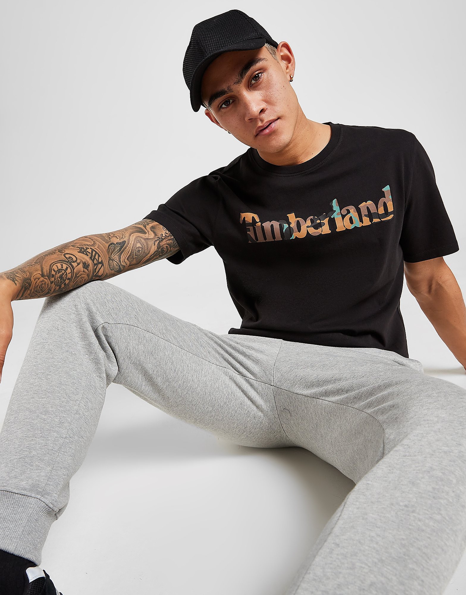 Timberland Camo Infill Logo T-Shirt, Zwart