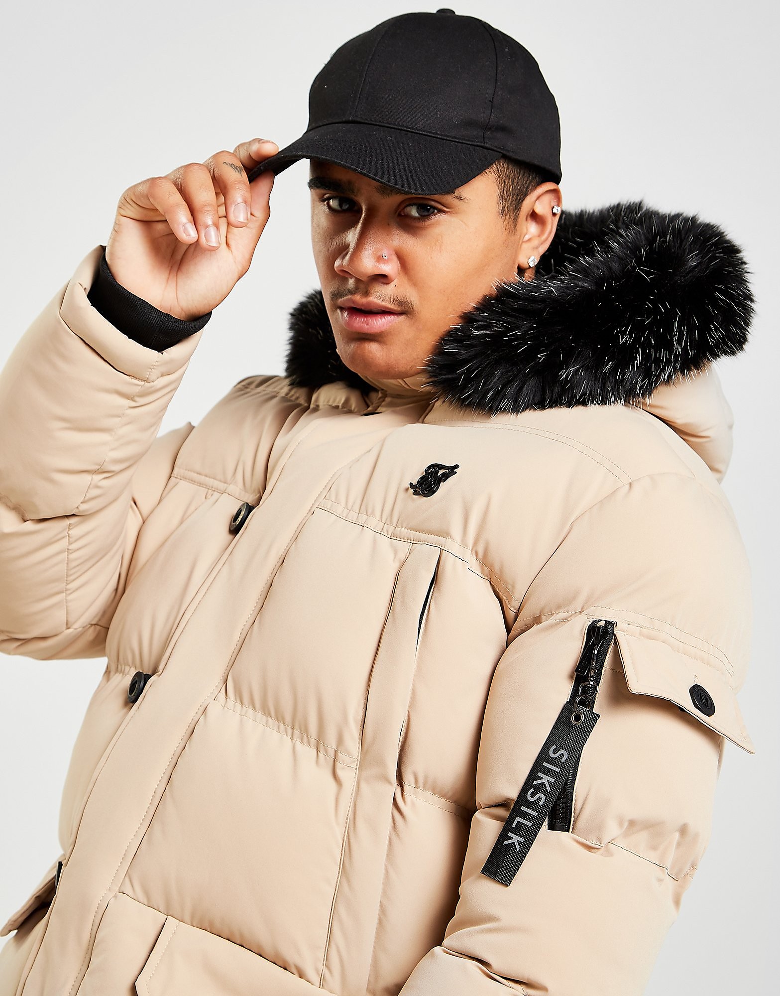 

SikSilk Parka - Beige - Mens, Beige