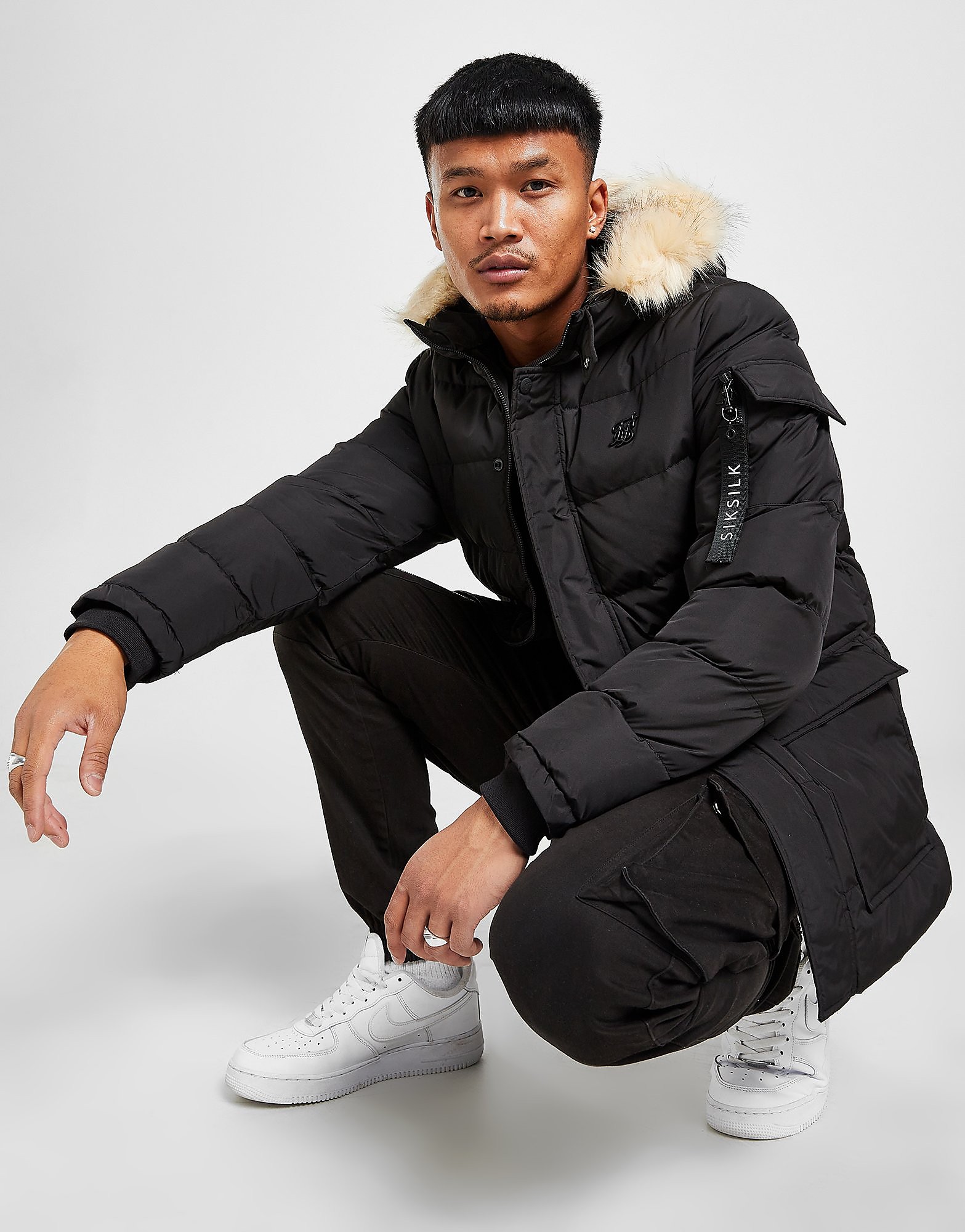 

SikSilk Expedition Parka Jacket - Black - Mens, Black