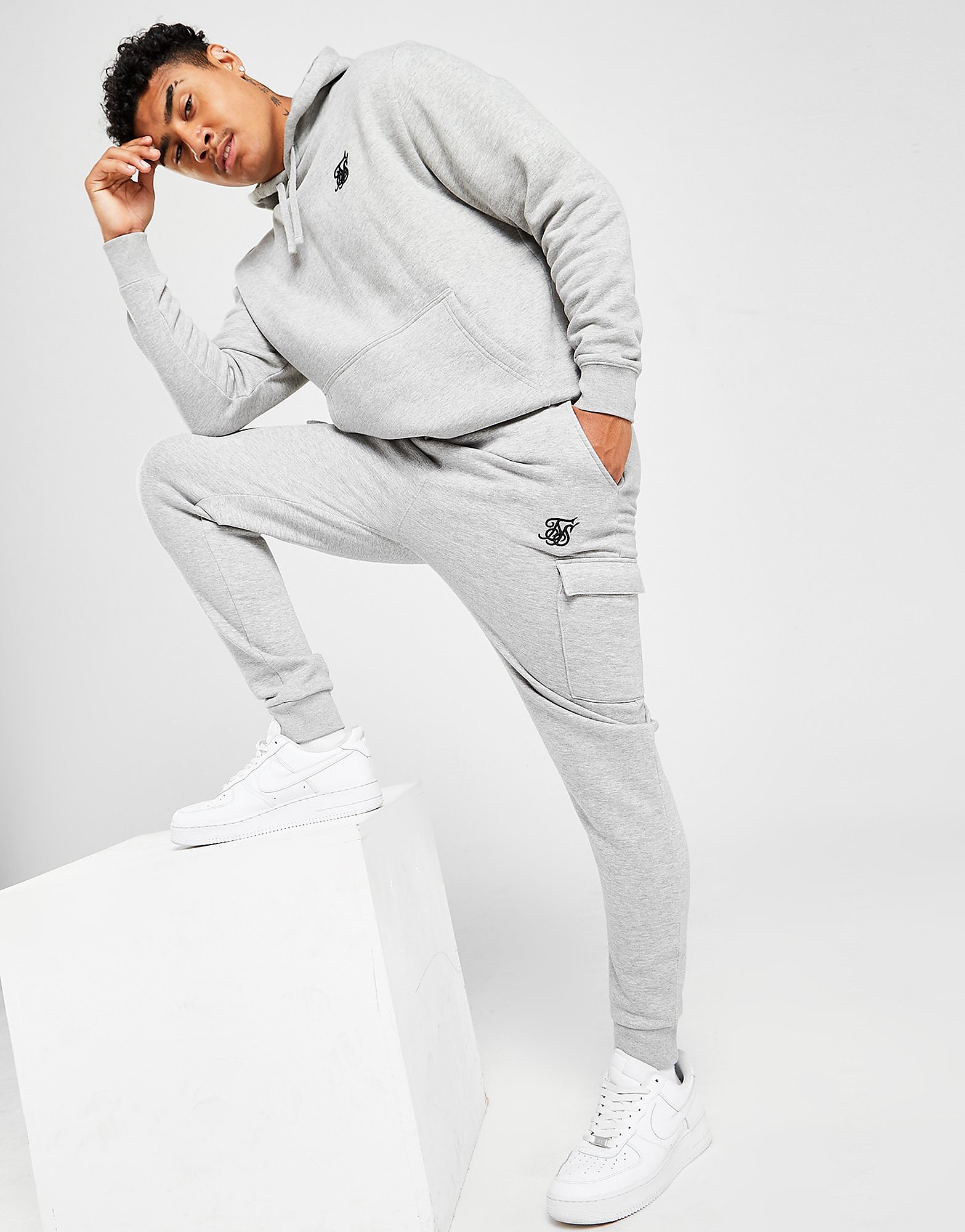 

SikSilk Cargo Joggers - Grey - Mens, Grey