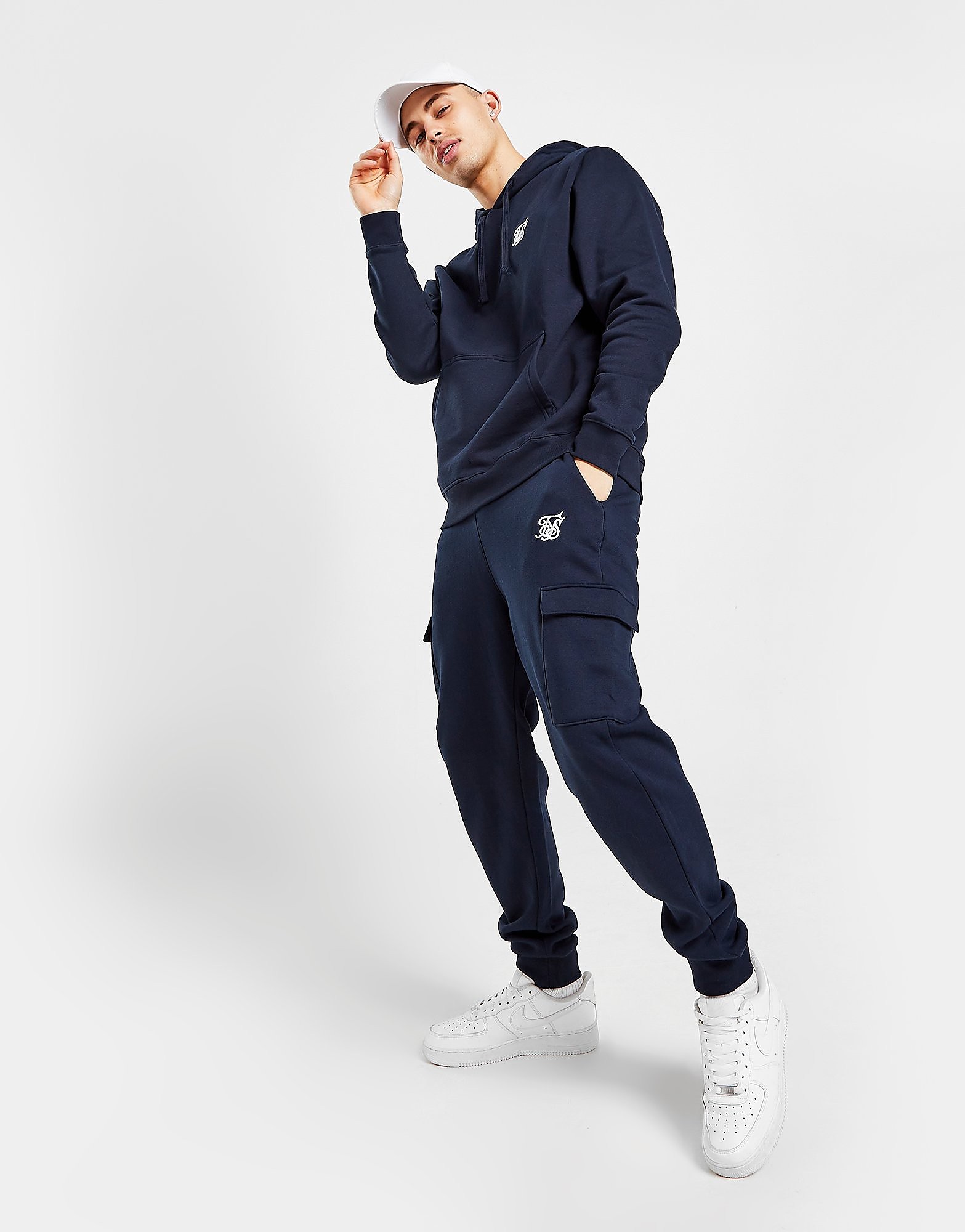 

SikSilk Cargo Joggers - Navy - Mens, Navy