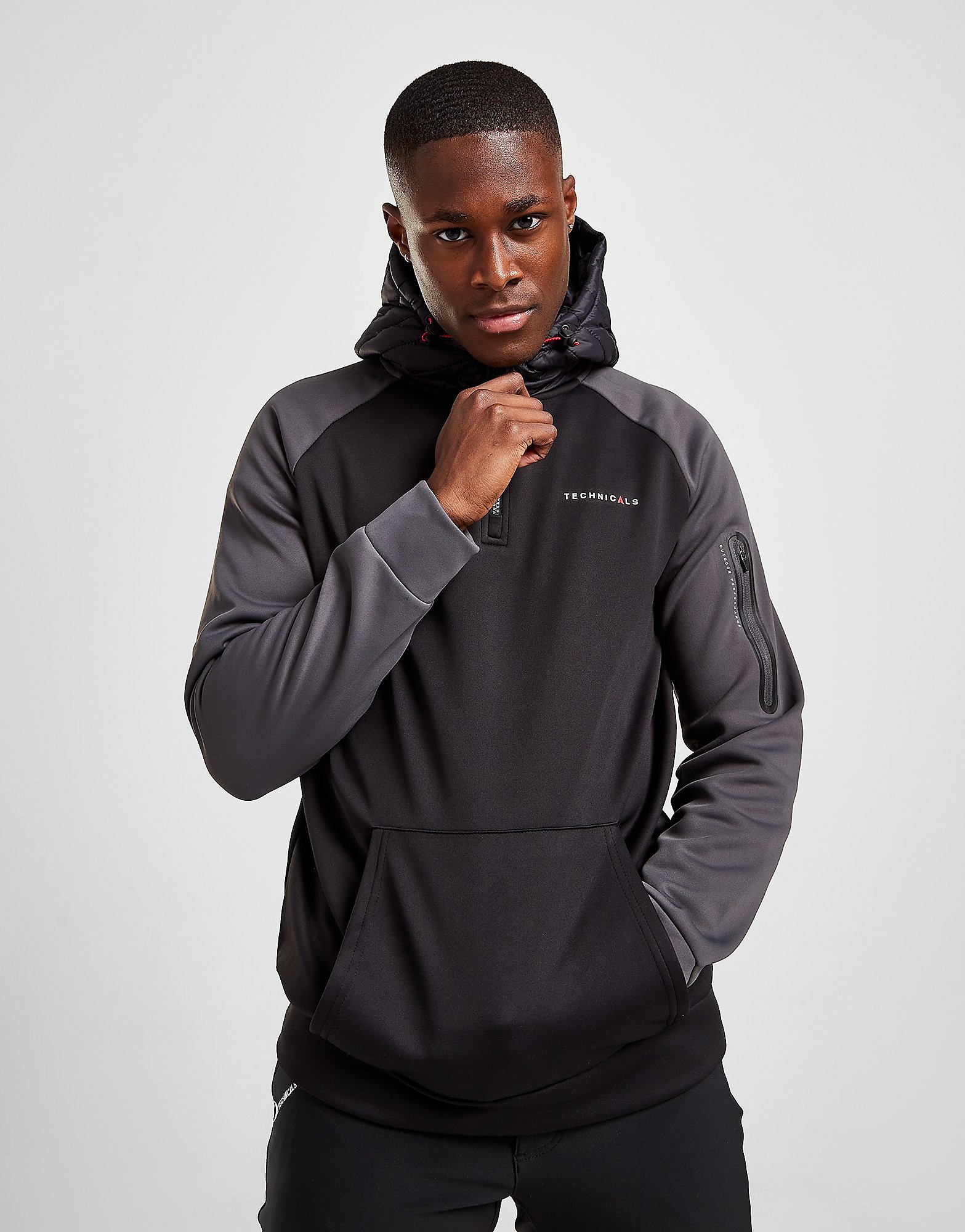 

Technicals Retreat 1/2 Zip Hoodie - Black/Grey - Mens, Black/Grey