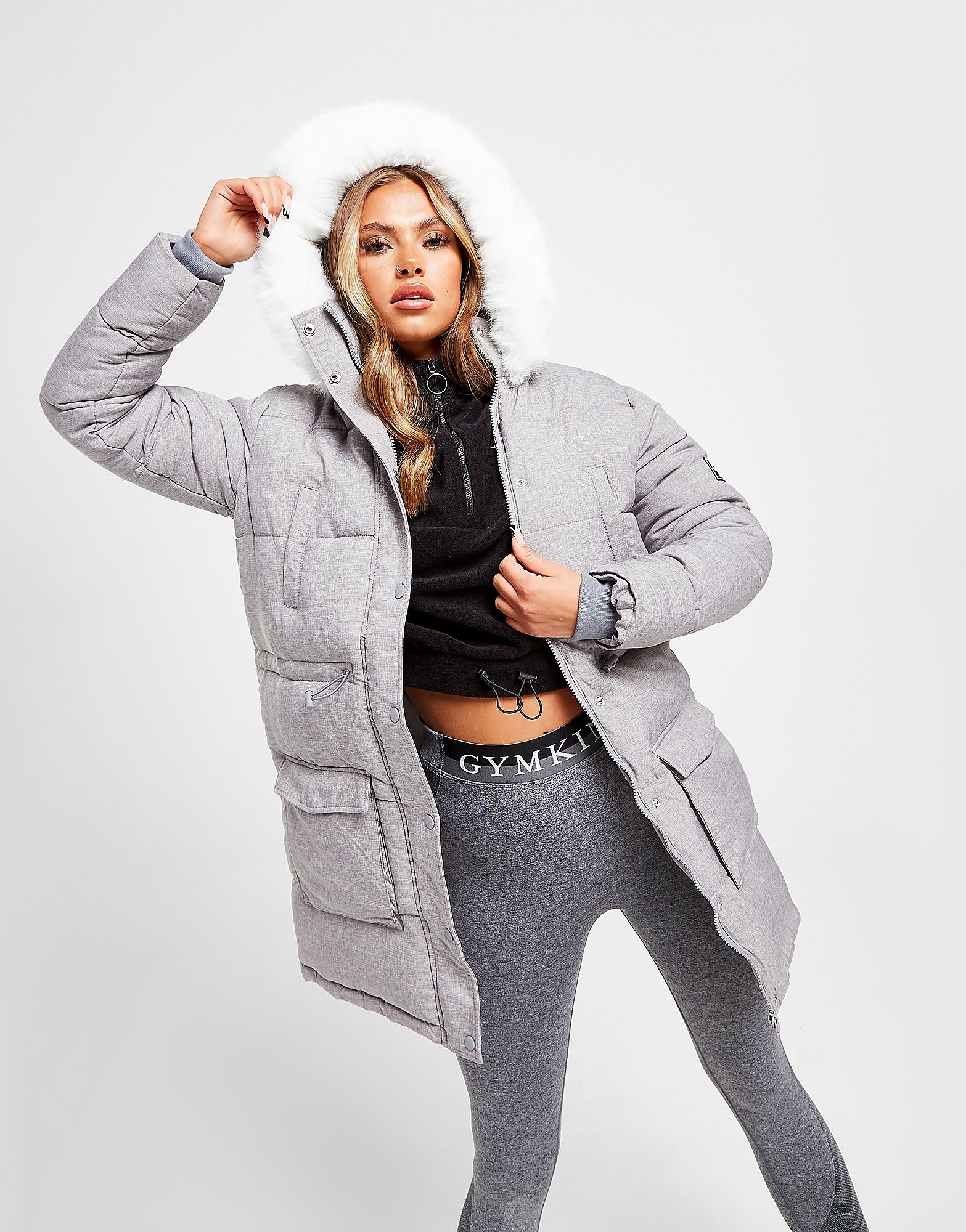 

Gym King Channel Puffer Jacket - Grey - Womens, Grey