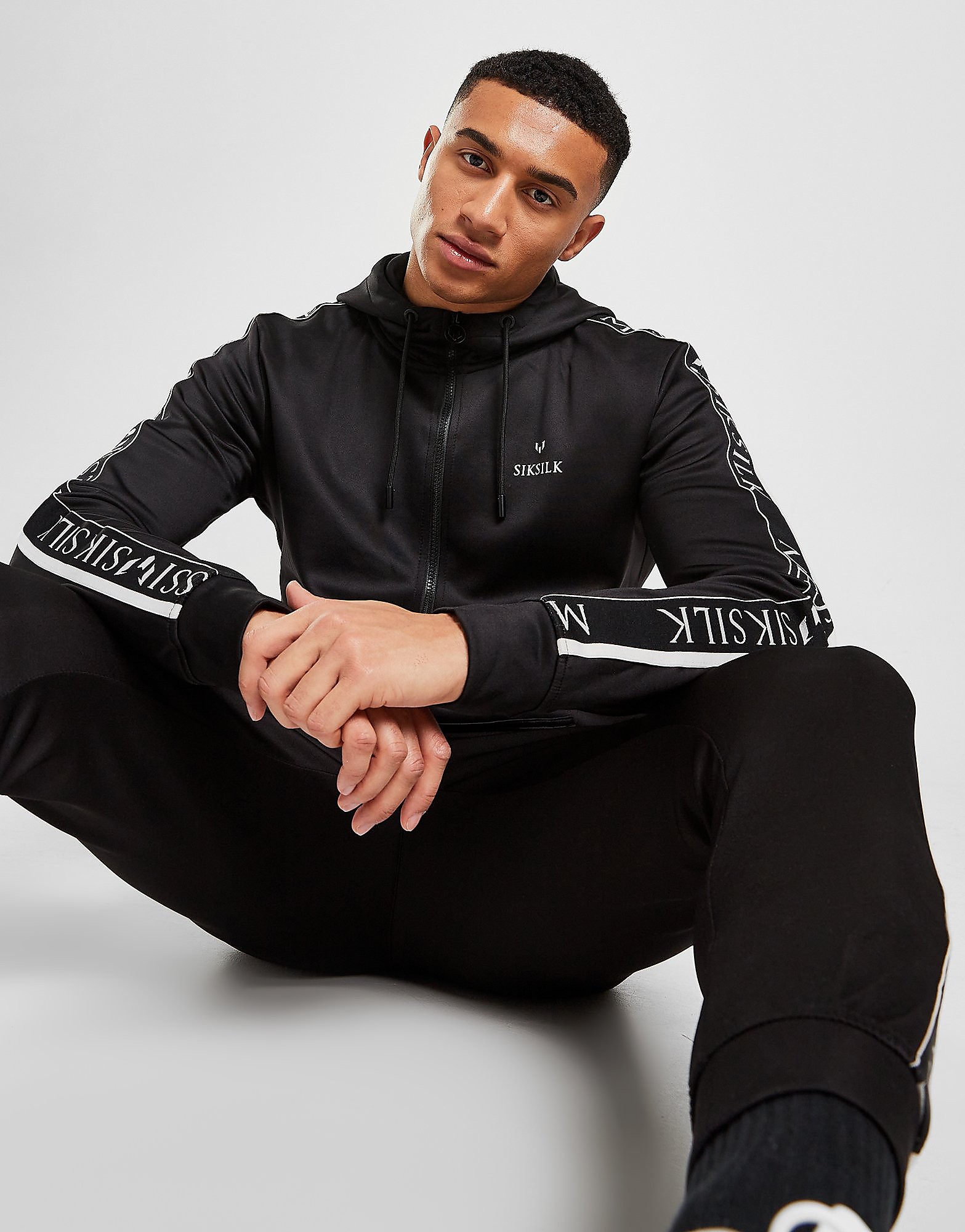 SikSilk x Messi Tape Full Zip Hoodie - Black - Mens, Black