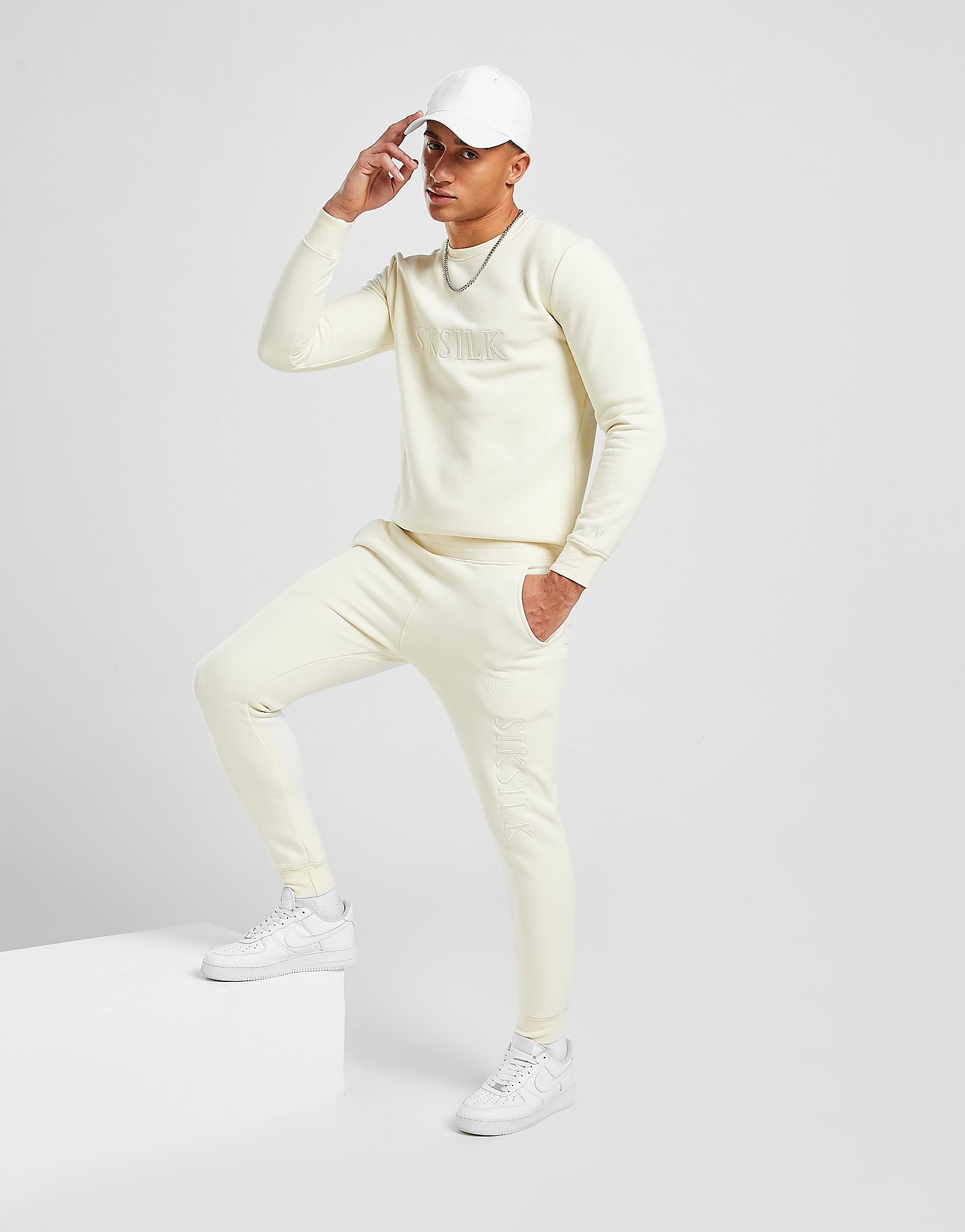 SikSilk x Messi Fleece Joggers - White - Mens, White