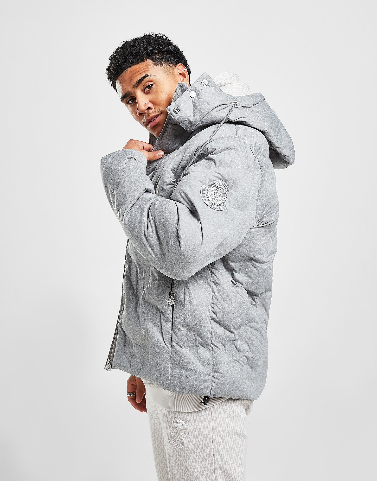 SikSilk x Messi Debossed Jacket - Grey - Mens, Grey