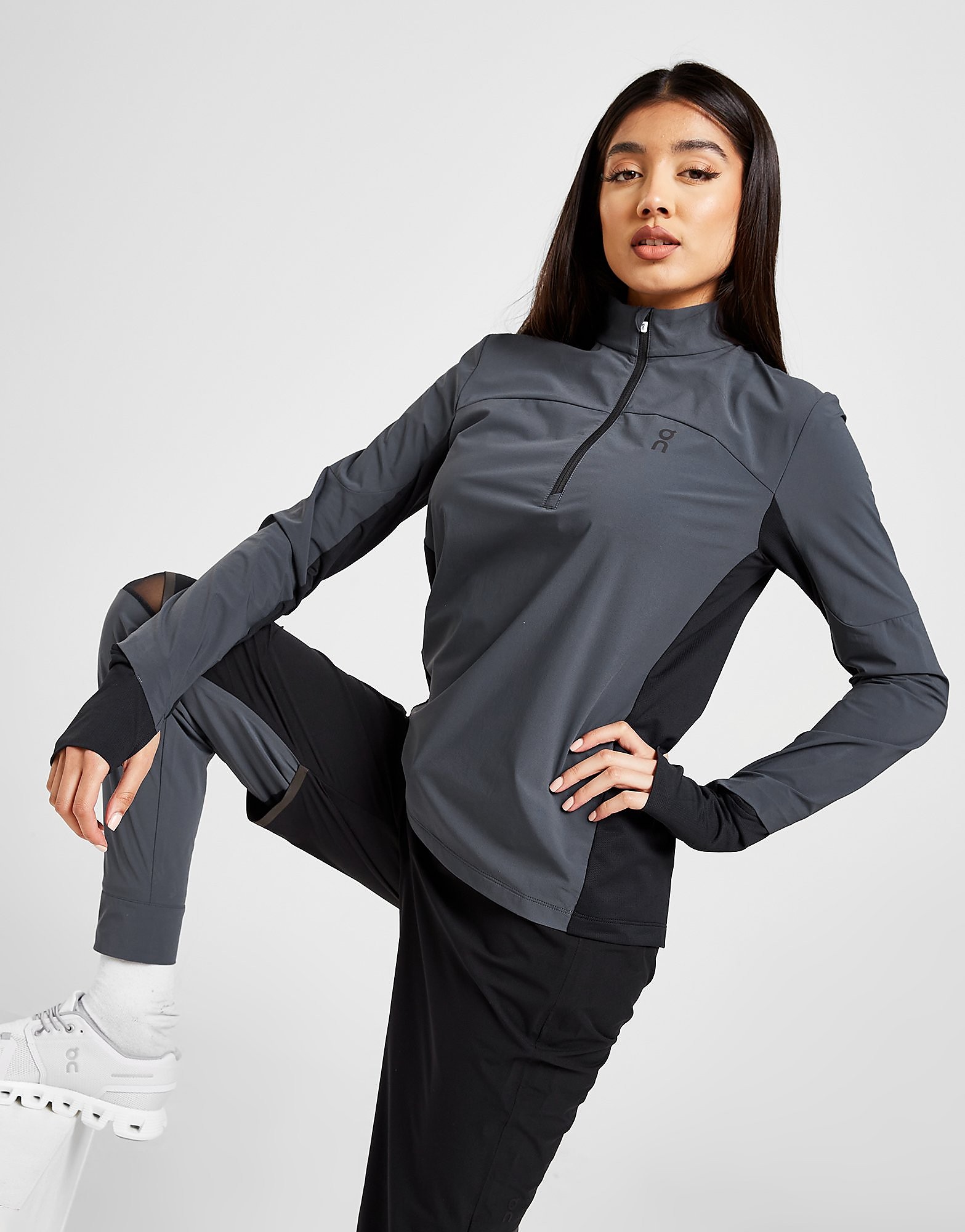 

On Running Trail Breaker Track Top - Grey/Black - Womens, Grey/Black