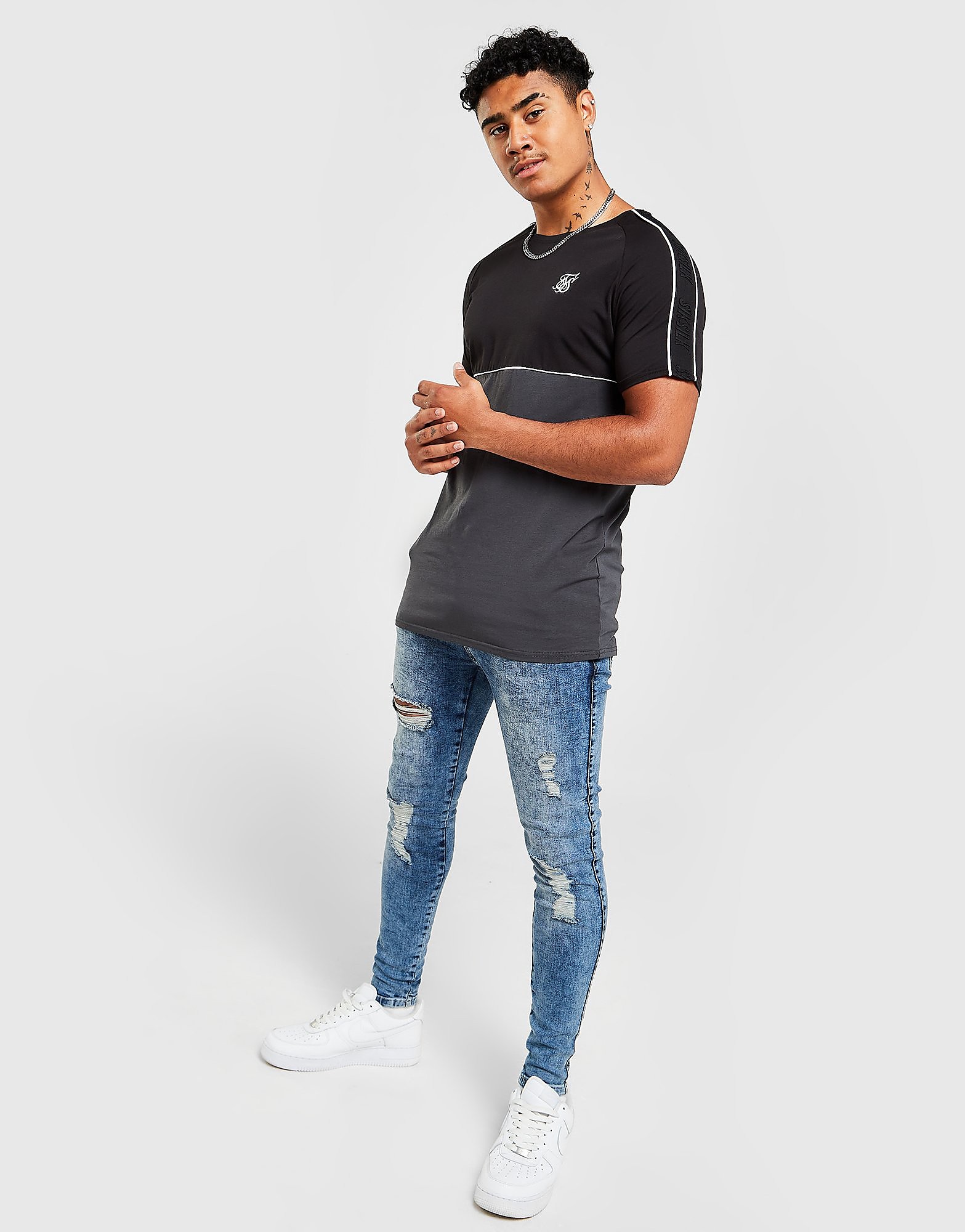 

SikSilk Denim Mid Wash Jeans - Blue - Mens, Blue