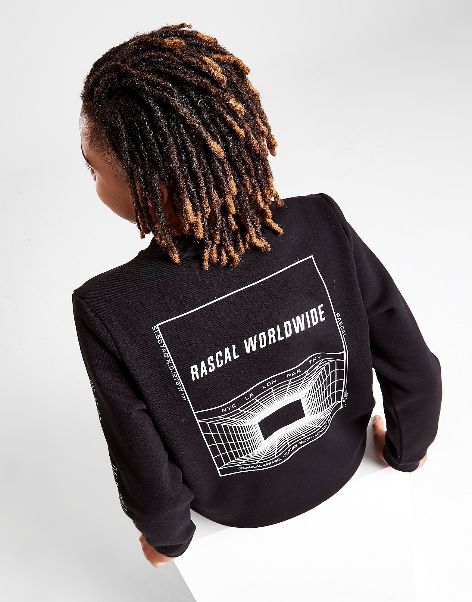 

Rascal Ombre Grid Crew Sweatshirt Junior - Only at JD - Black - Kids, Black
