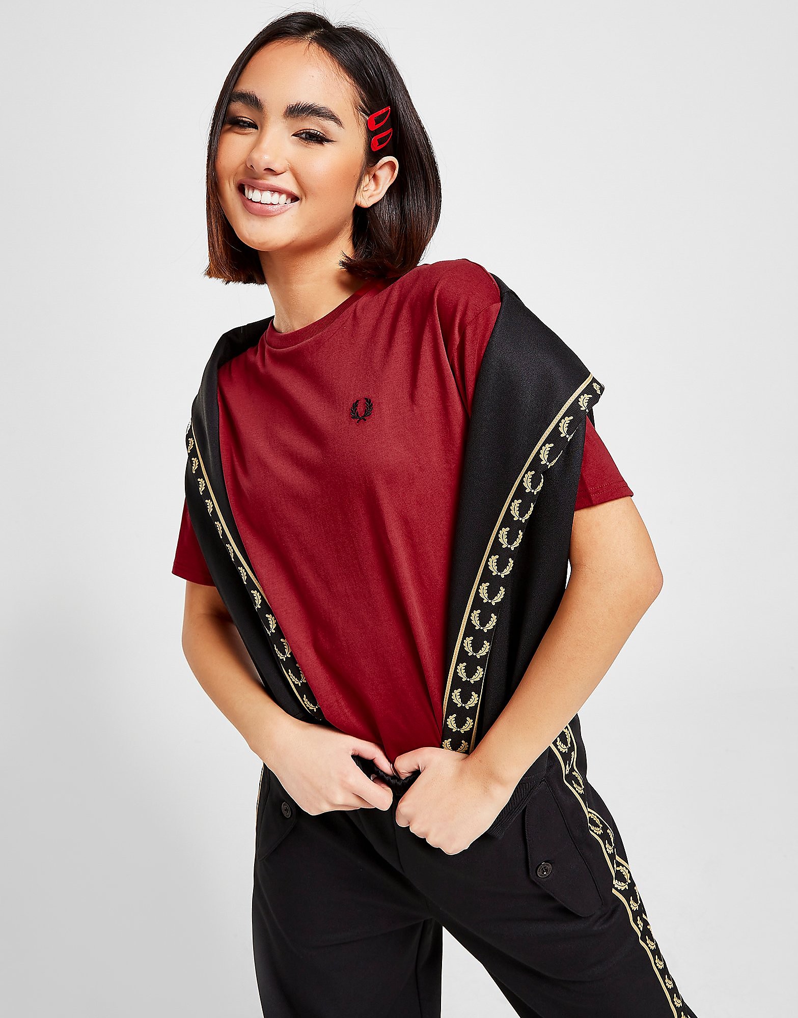 

Fred Perry Ringer T-Shirt - Red - Womens, Red