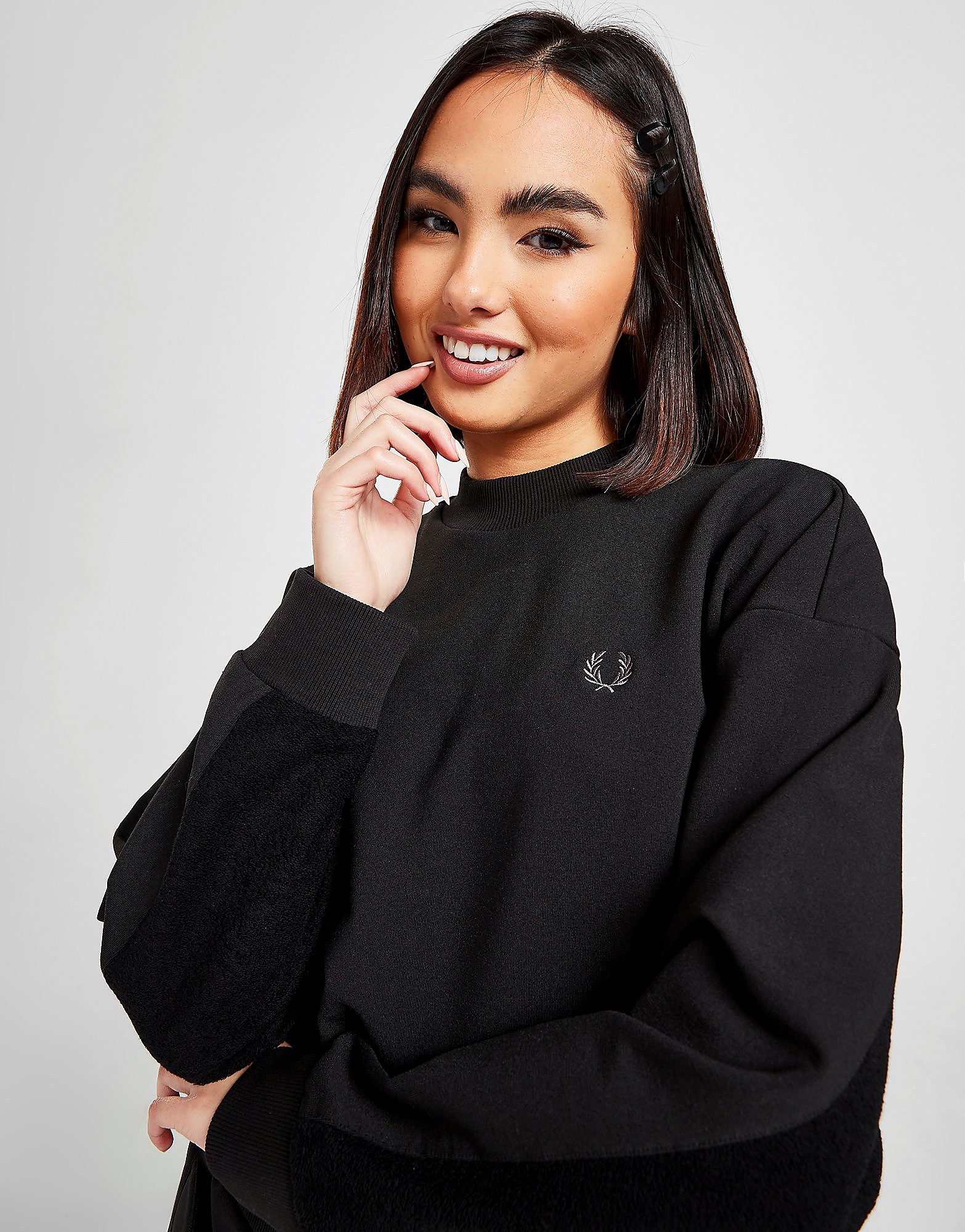

Fred Perry Panel Crew Sweatshirt - Black - Womens, Black