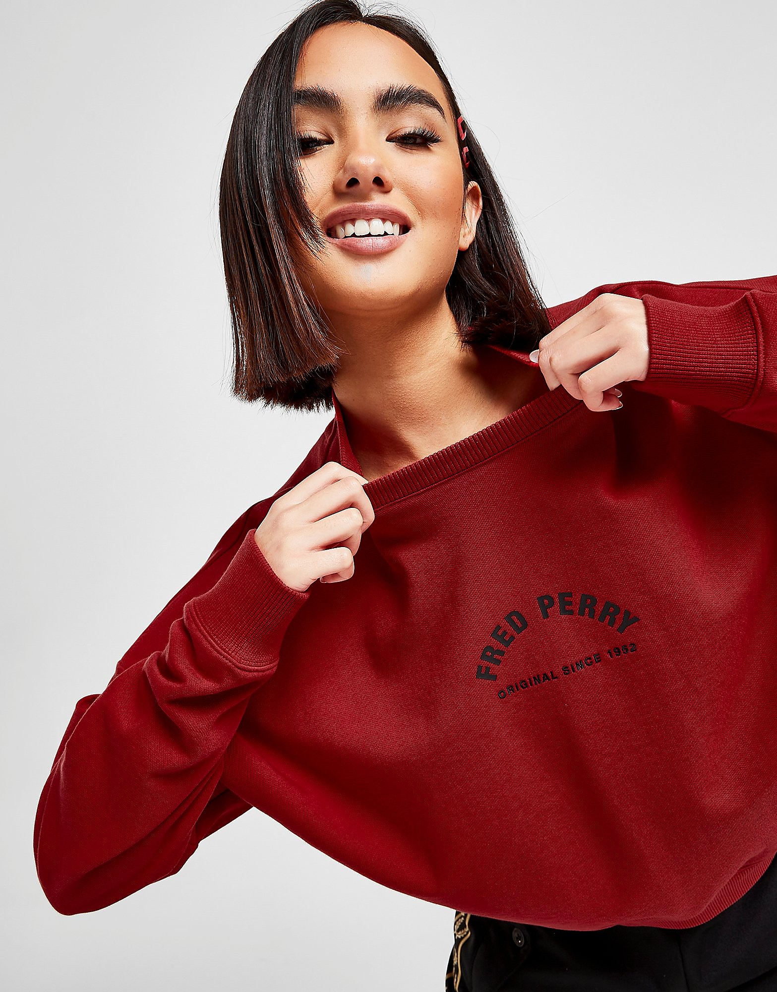 

Fred Perry Arch Crew Sweatshirt - Red - Womens, Red