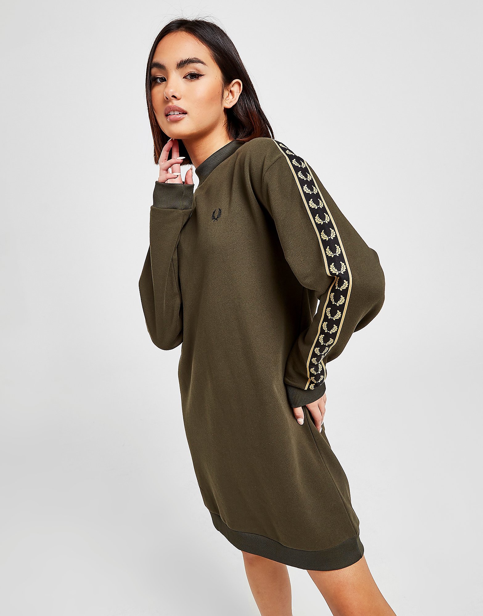 

Fred Perry Tape Sweatshirt Dress - Green - Womens, Green