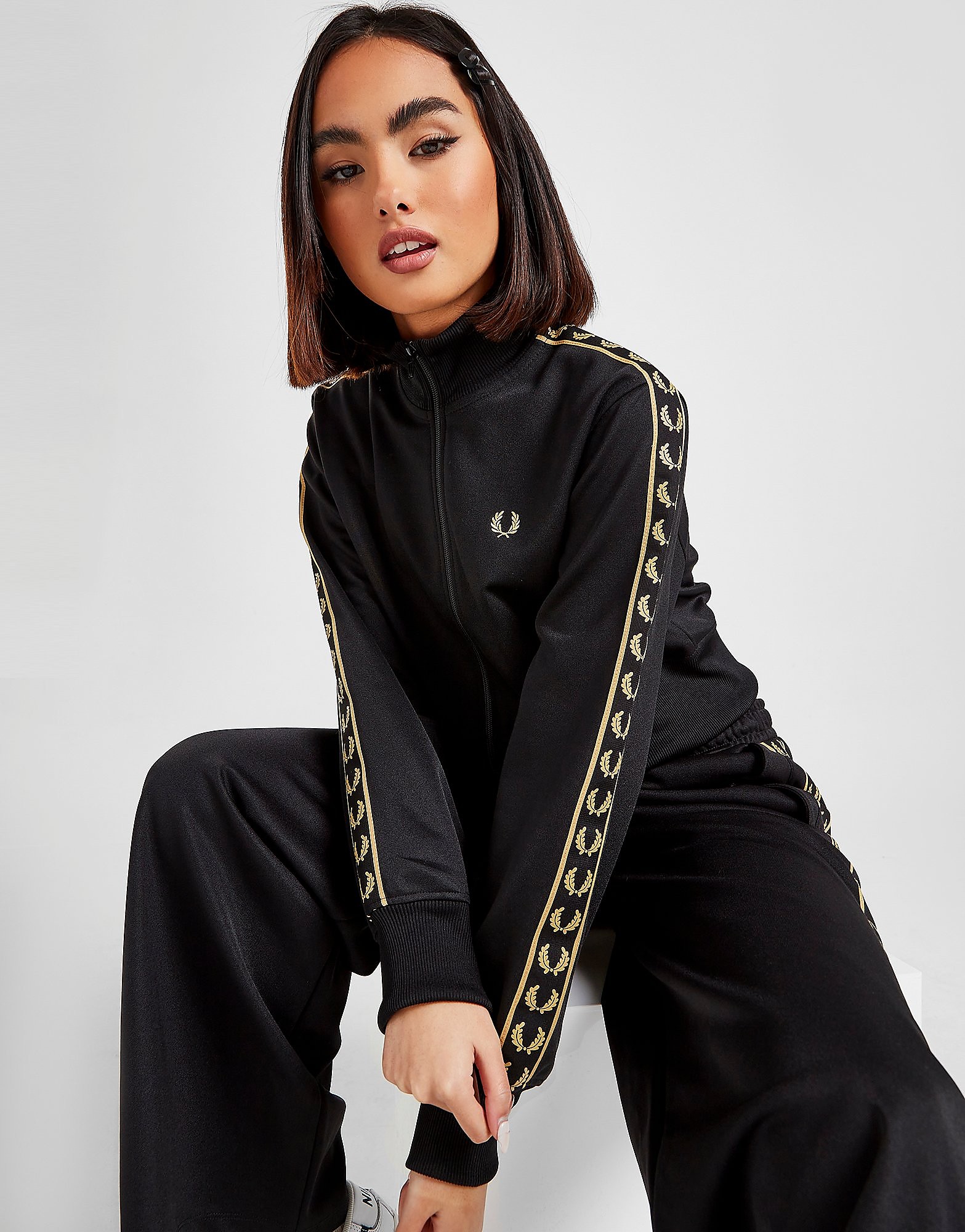 

Fred Perry Tape Full Zip Crop Track Top - Black - Womens, Black