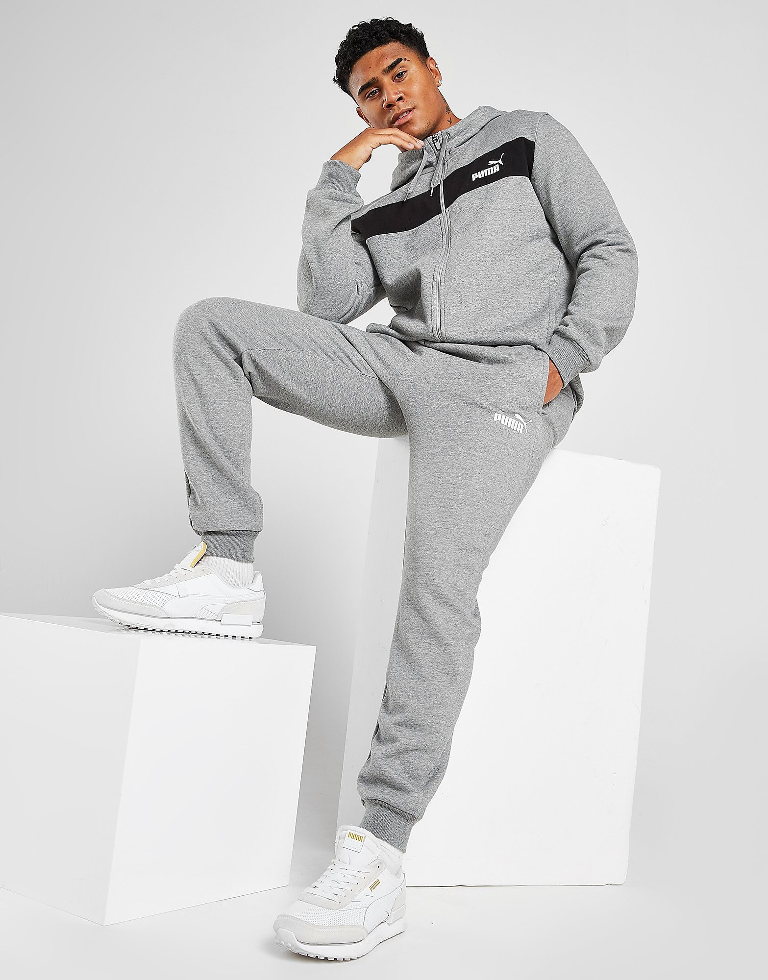 

Puma Core Full Zip Panel Tracksuit - Grey, Grey