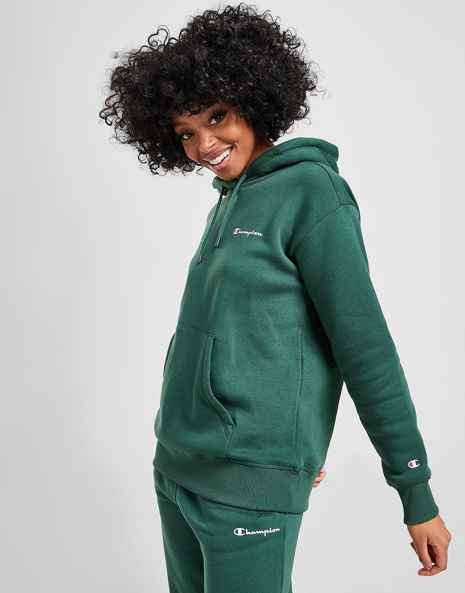 

Champion Small Logo Overhead Hoodie - Green - Womens, Green