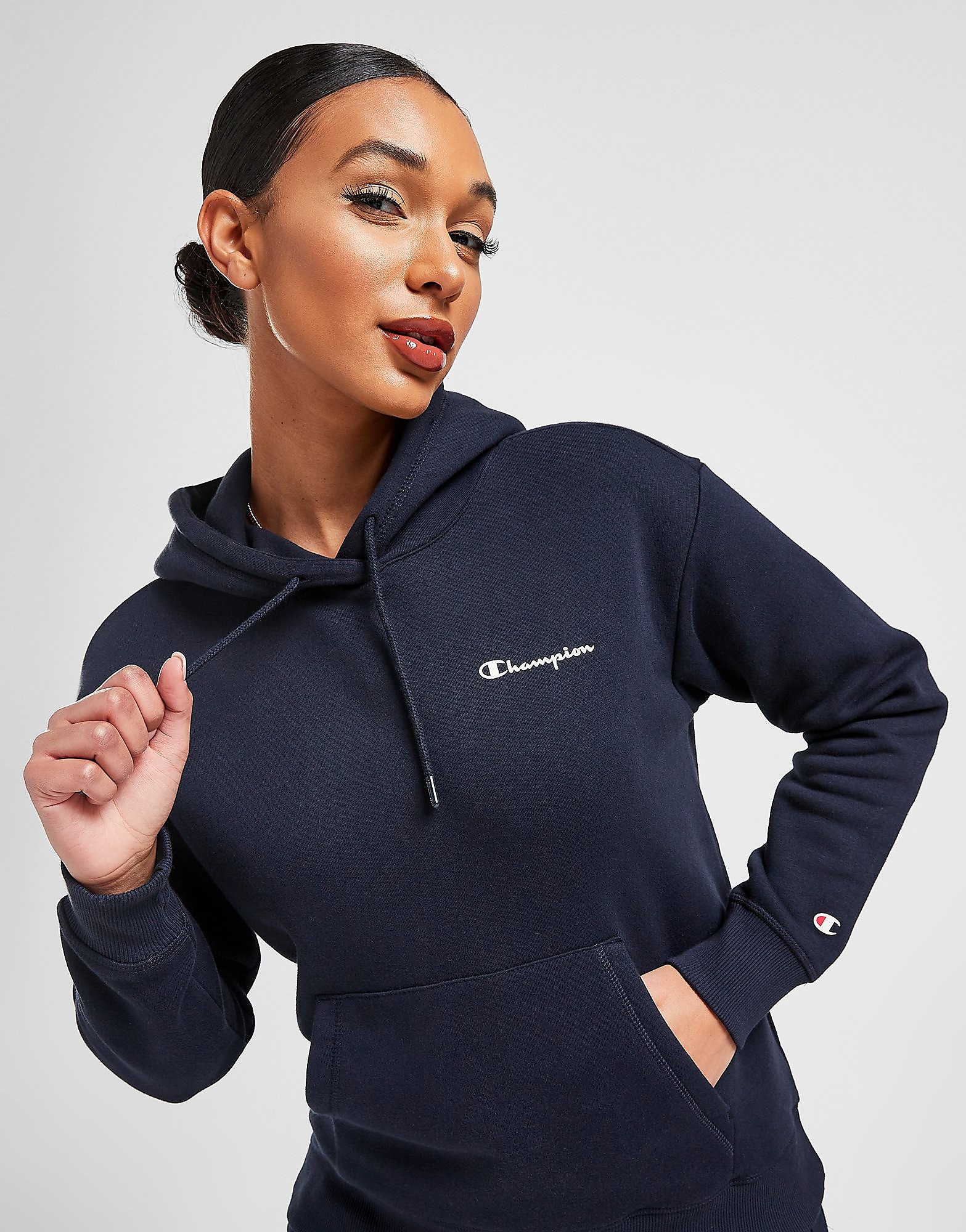 

Champion Small Logo Overhead Hoodie - Only at JD - Blue - Womens, Blue