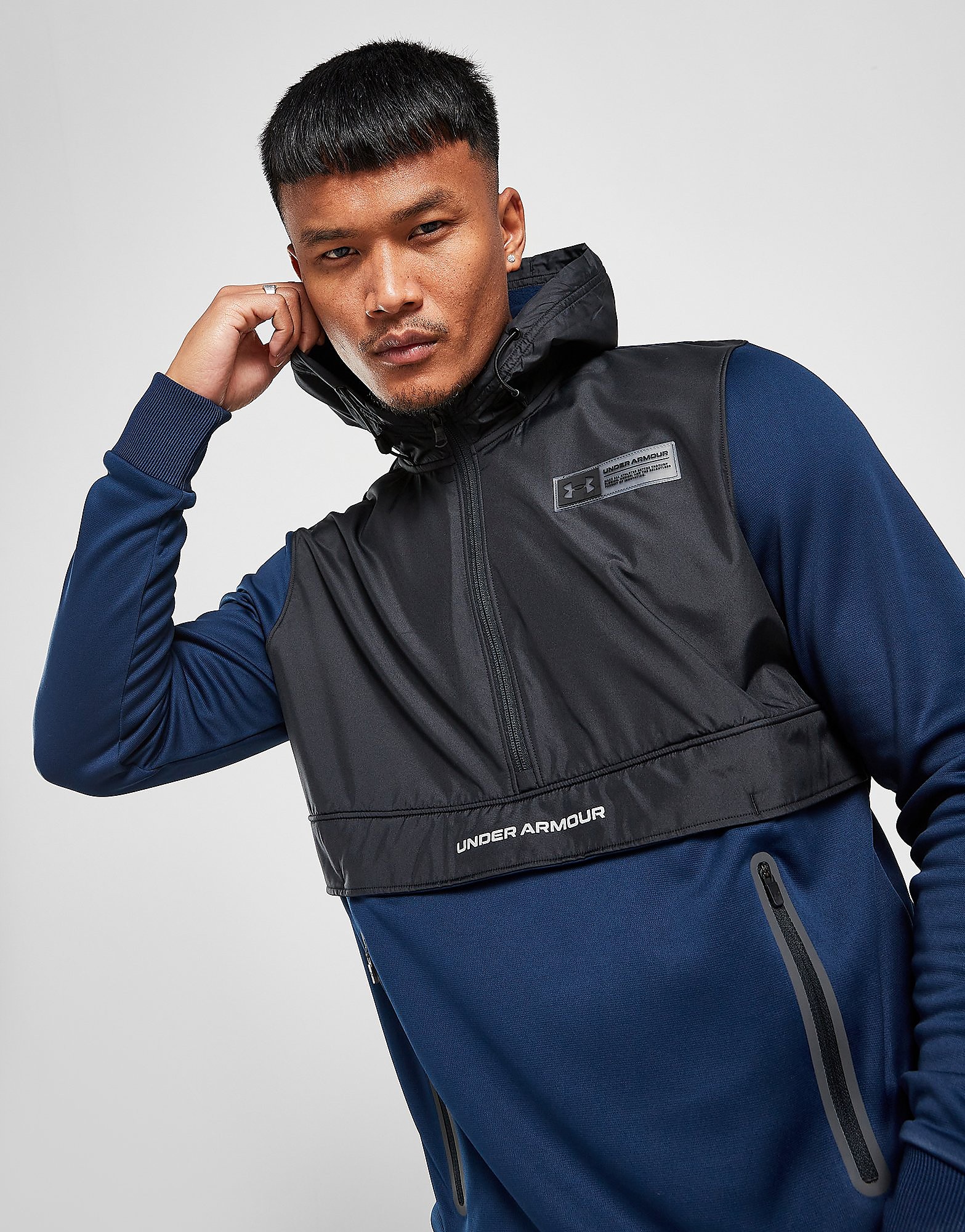 Under Armour UA Armour Fleece Max 1/2 Zip Hoodie - Only at JD - Navy/Black - Mens, Navy/Black