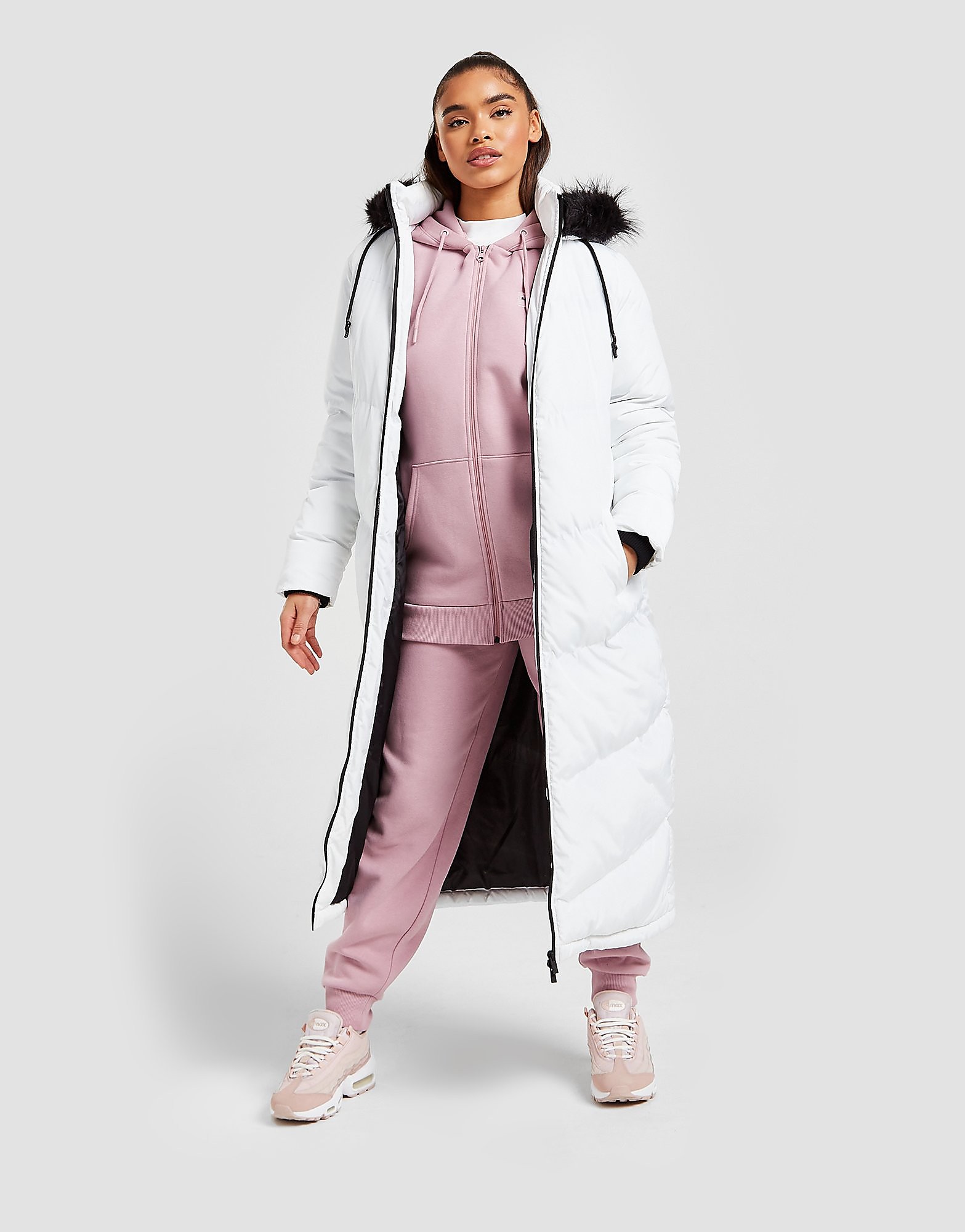 

Supply & Demand Chevron Long Padded Jacket - Only at JD - White - Womens, White