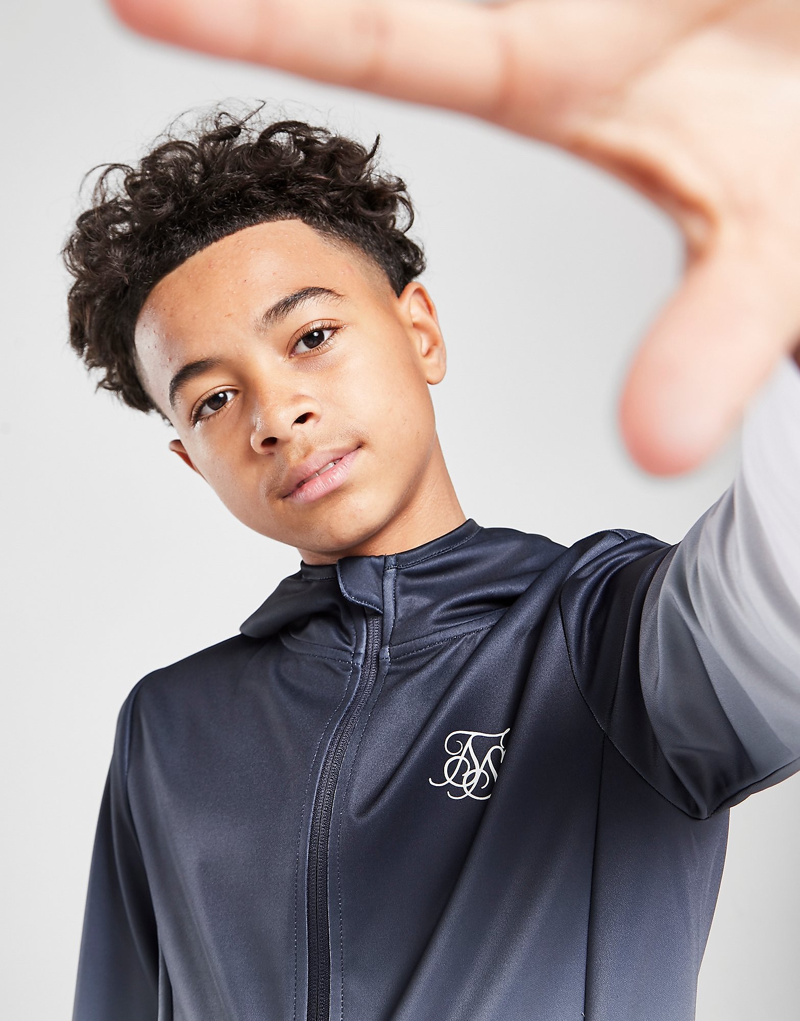 

SikSilk Fade Full Zip Poly Hoodie Junior - Navy - Kids, Navy