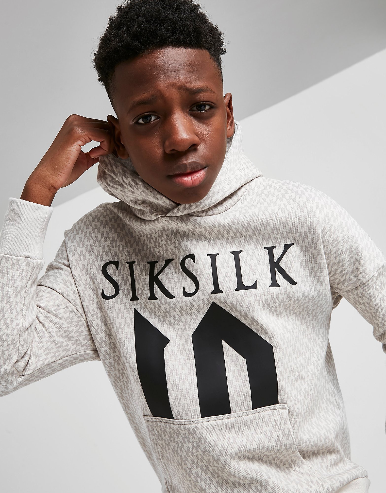 

SikSilk x Messi Monogram All Over Print Hoodie Junior - Grey - Kids, Grey